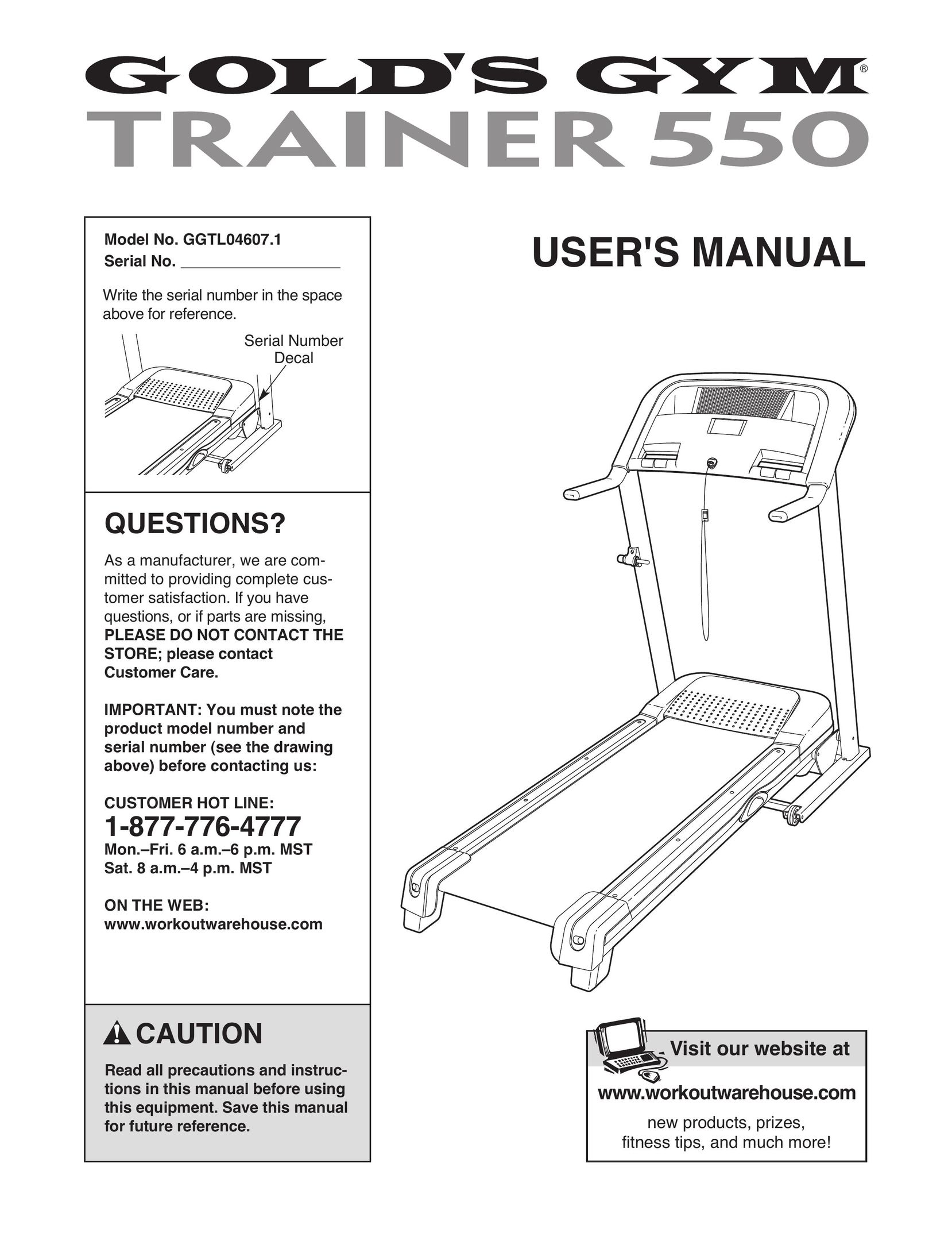 Gold's Gym GGTL04607.1 Treadmill User Manual