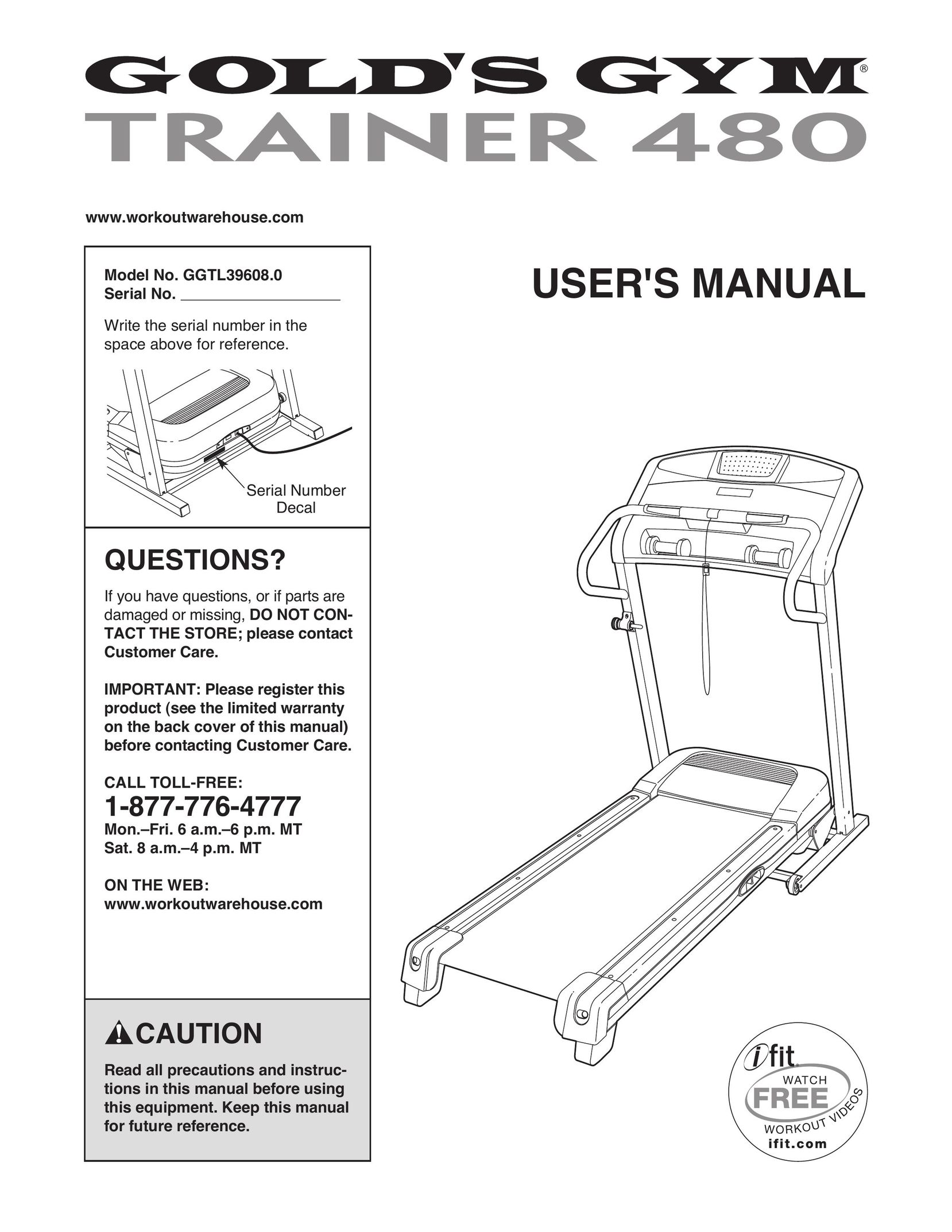 Gold's Gym GGTL39608.0 Treadmill User Manual