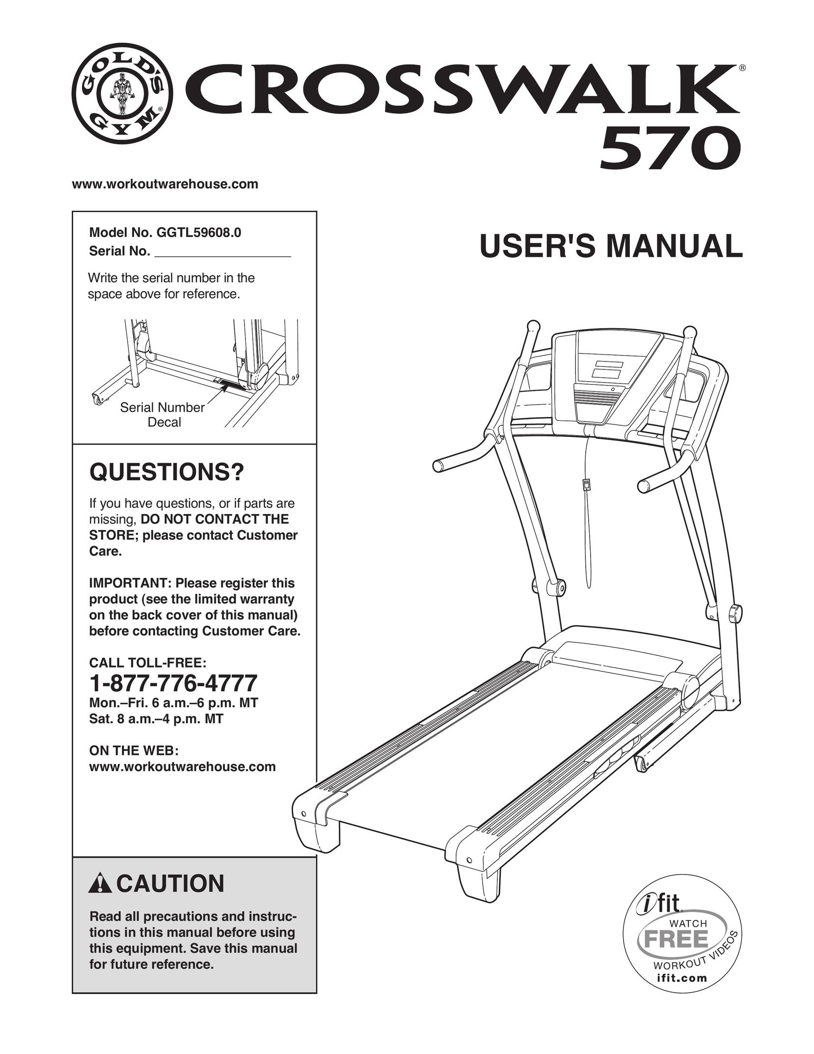 Gold's Gym GGTL59608 Treadmill User Manual