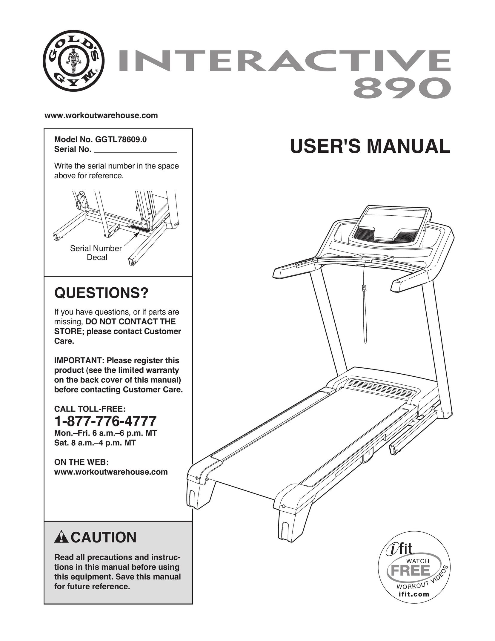Gold's Gym GGTL78609.0 Treadmill User Manual