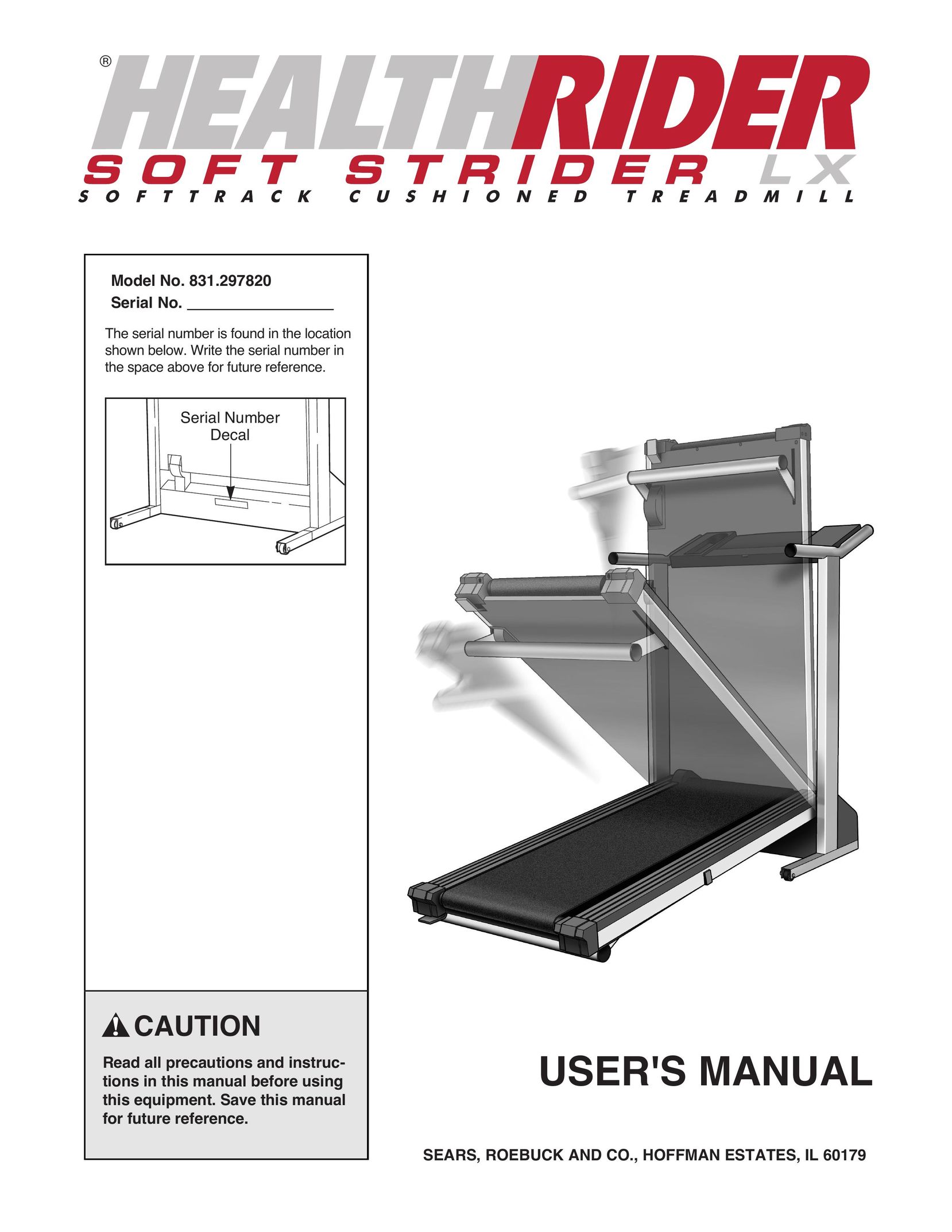 Healthrider 831.297820 S Treadmill User Manual