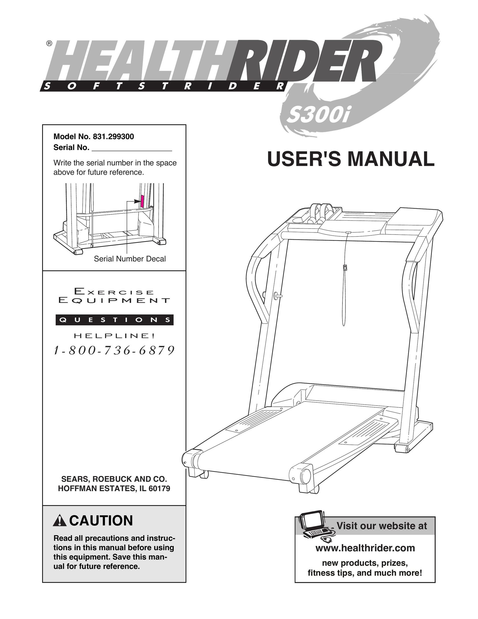 Healthrider 831.299300 Treadmill User Manual