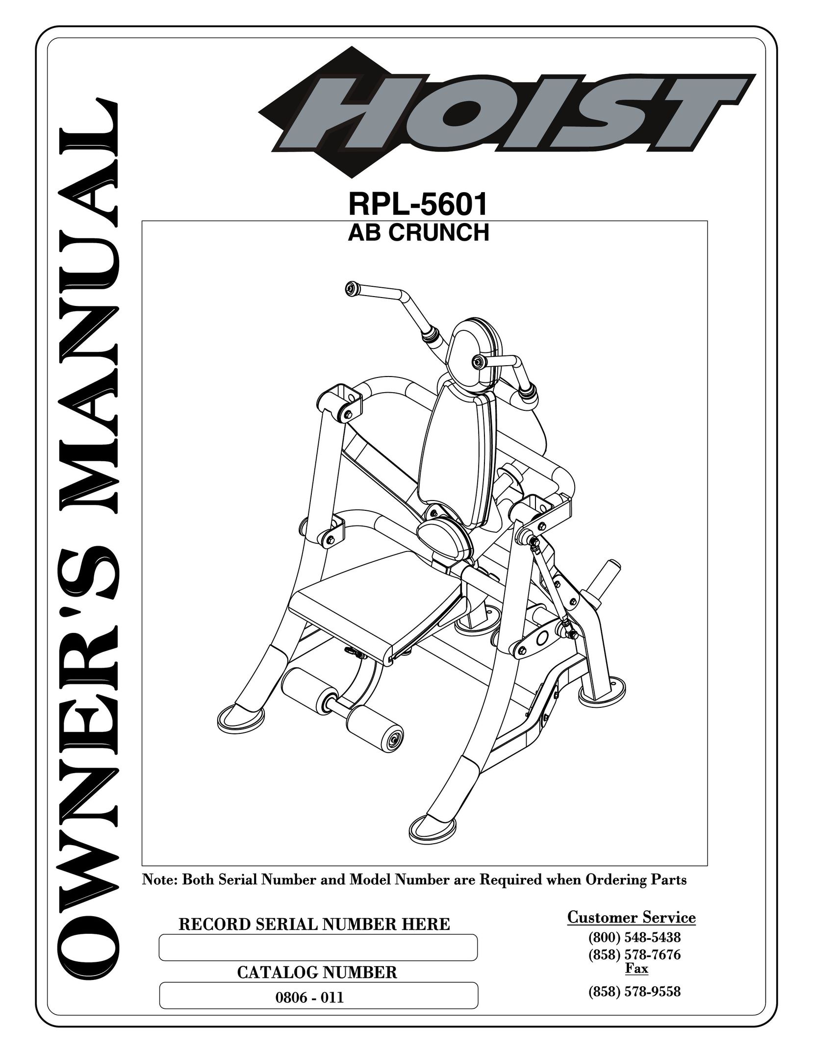 Hoist Fitness RPL-5601 Treadmill User Manual