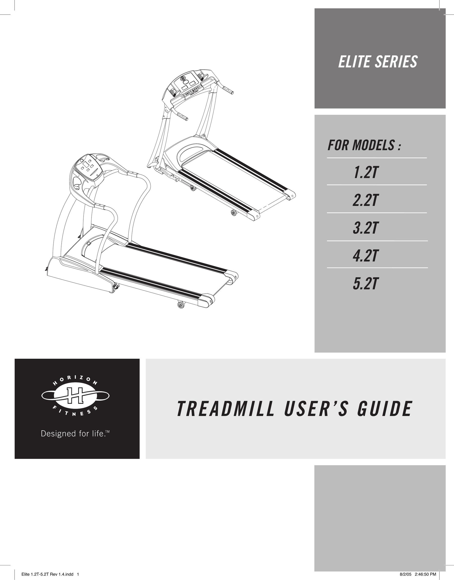 Horizon Fitness 2.2T Treadmill User Manual