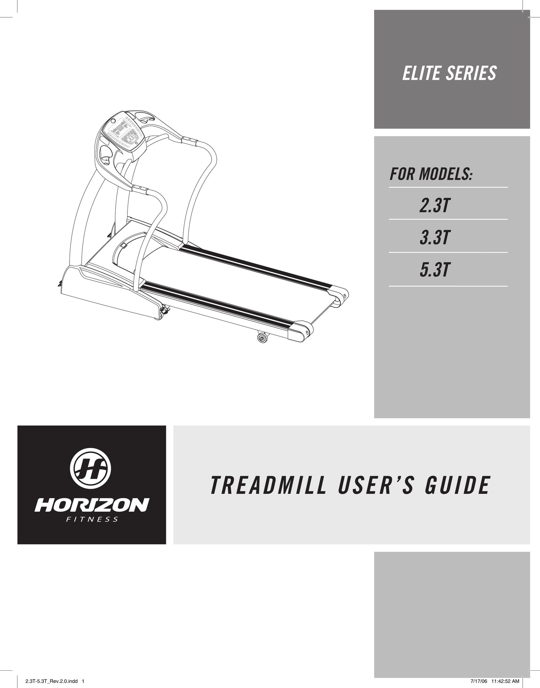 Horizon Fitness 3.3T Treadmill User Manual