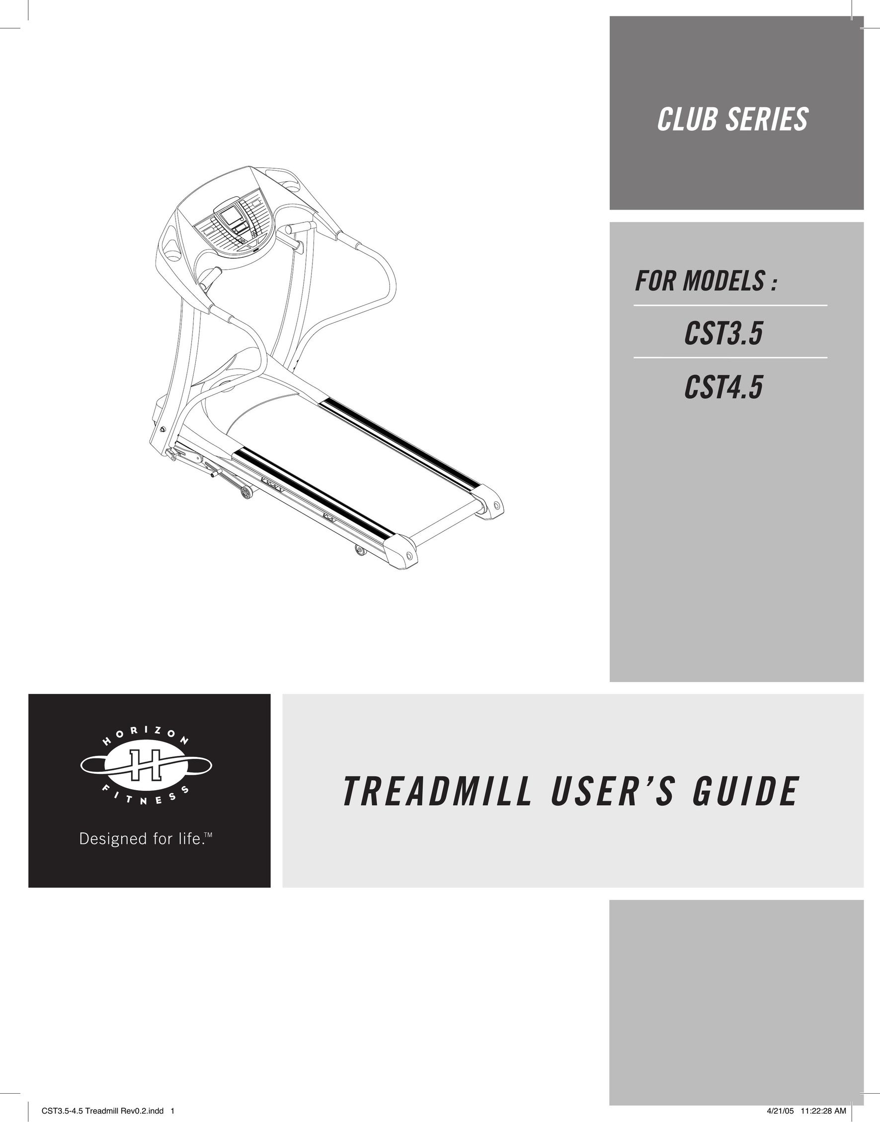 Horizon Fitness CST3.5-4.5 Treadmill User Manual