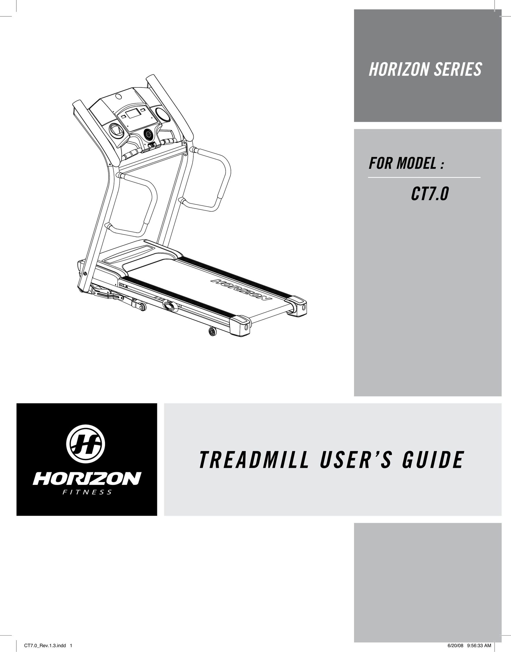 Horizon Fitness CT7.0 Treadmill User Manual