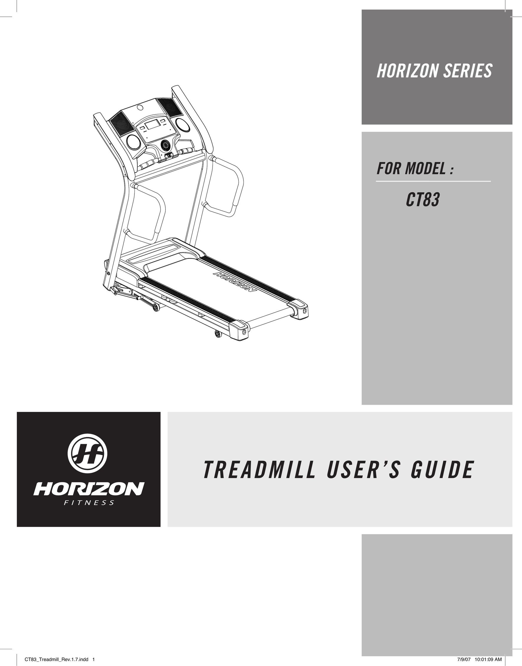 Horizon Fitness CT83 Treadmill User Manual