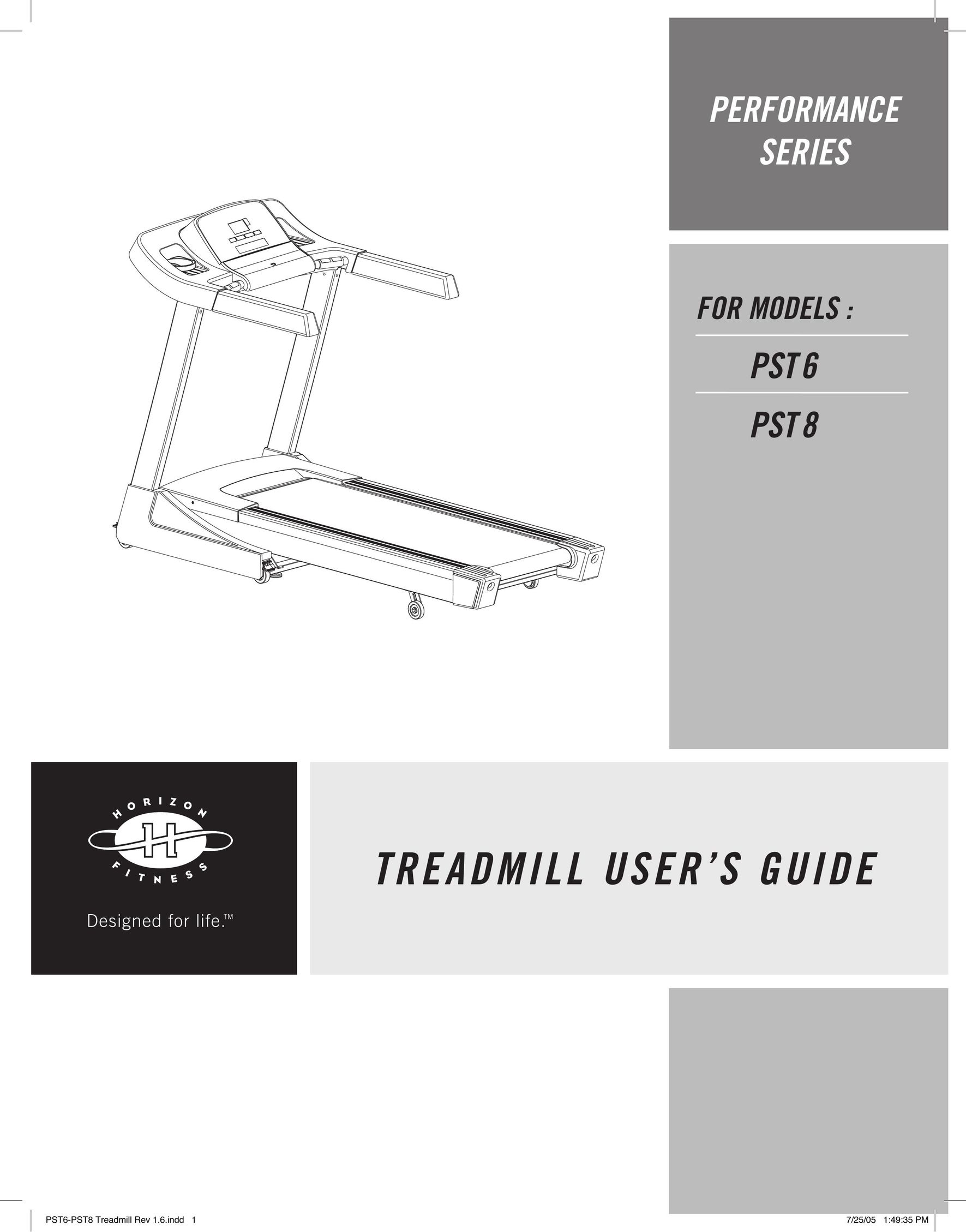 Horizon Fitness PST8 Treadmill User Manual