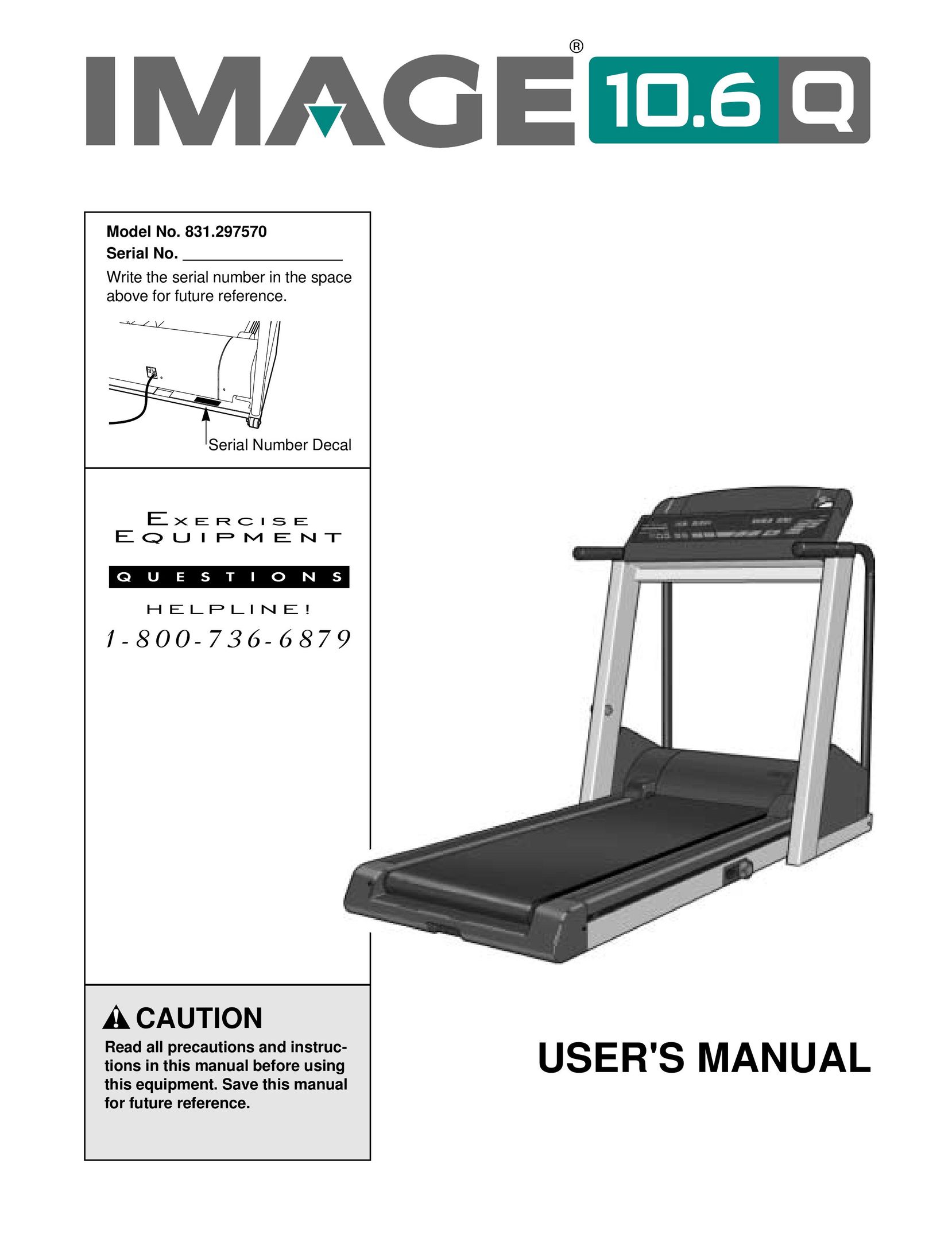 Image 831.297570 Treadmill User Manual
