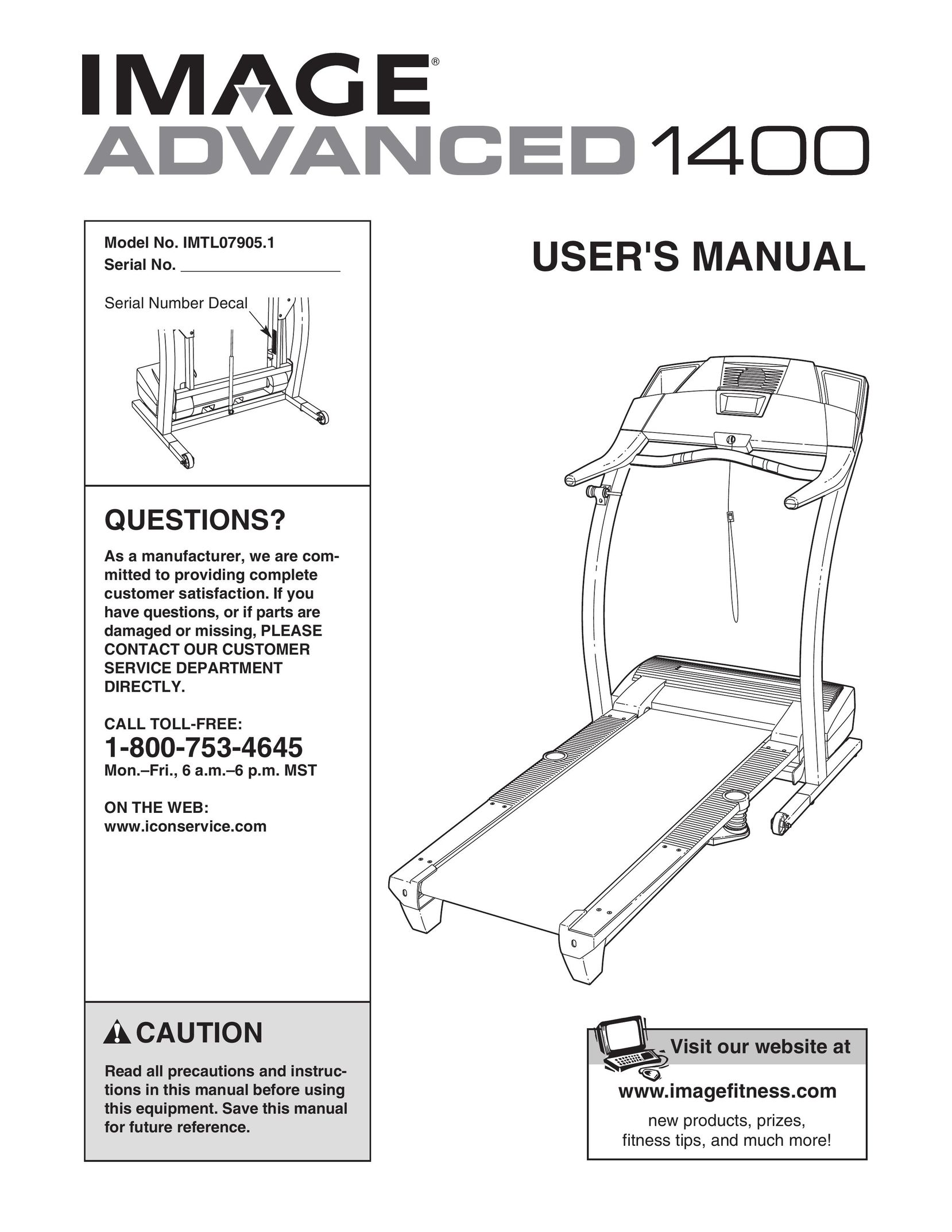 Image IMTL07905.1 Treadmill User Manual