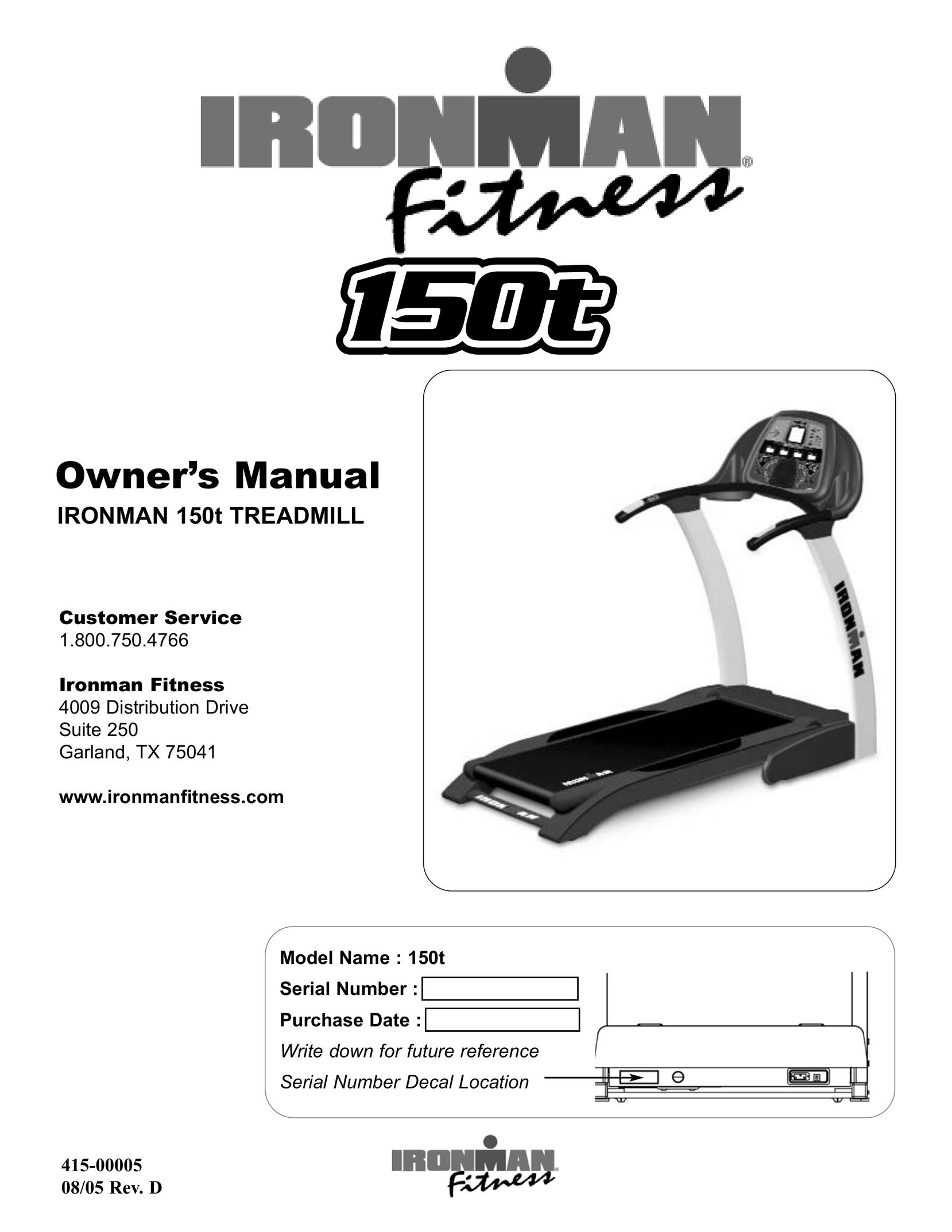 Ironman Fitness 150t Treadmill User Manual