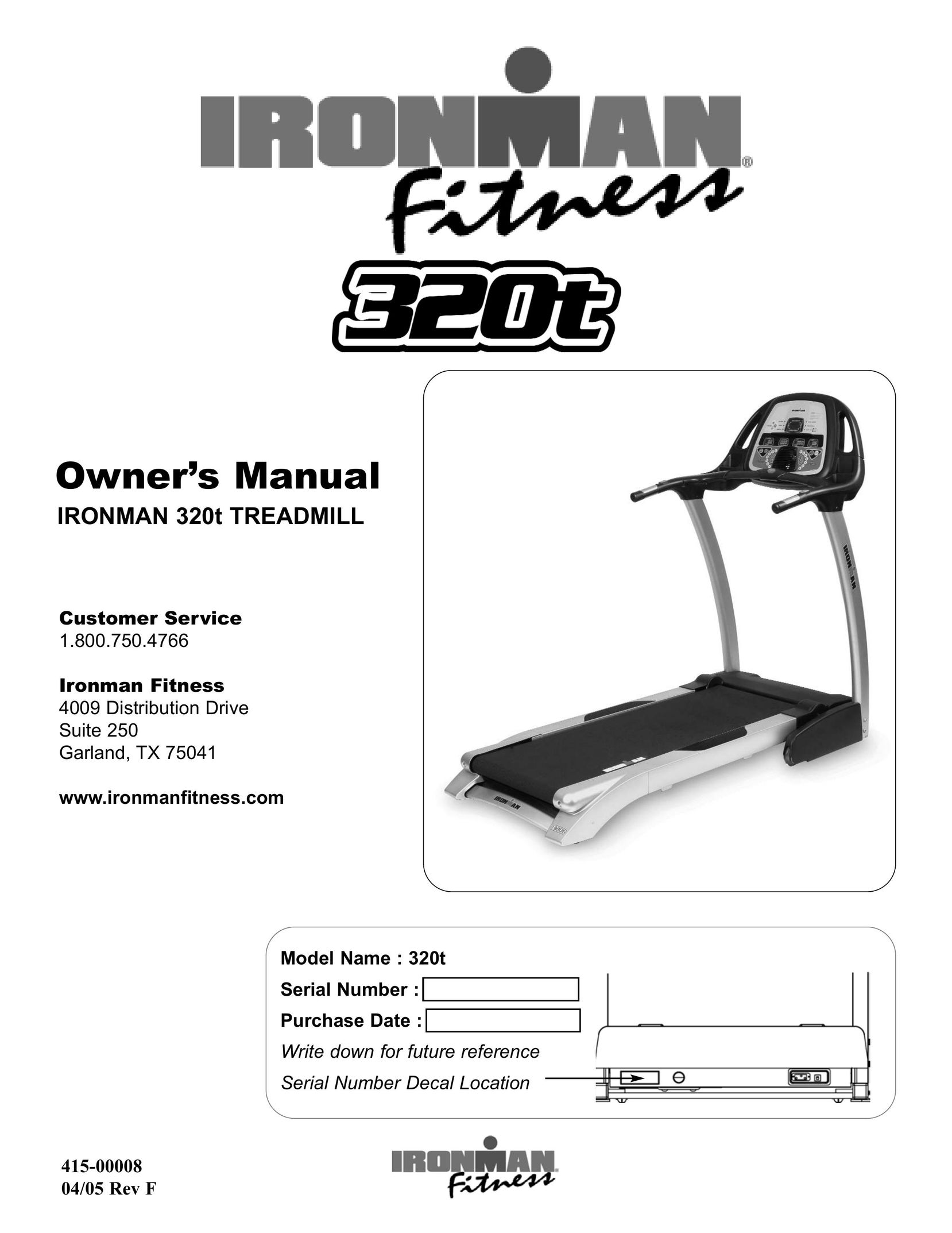 Ironman Fitness 320t Treadmill User Manual