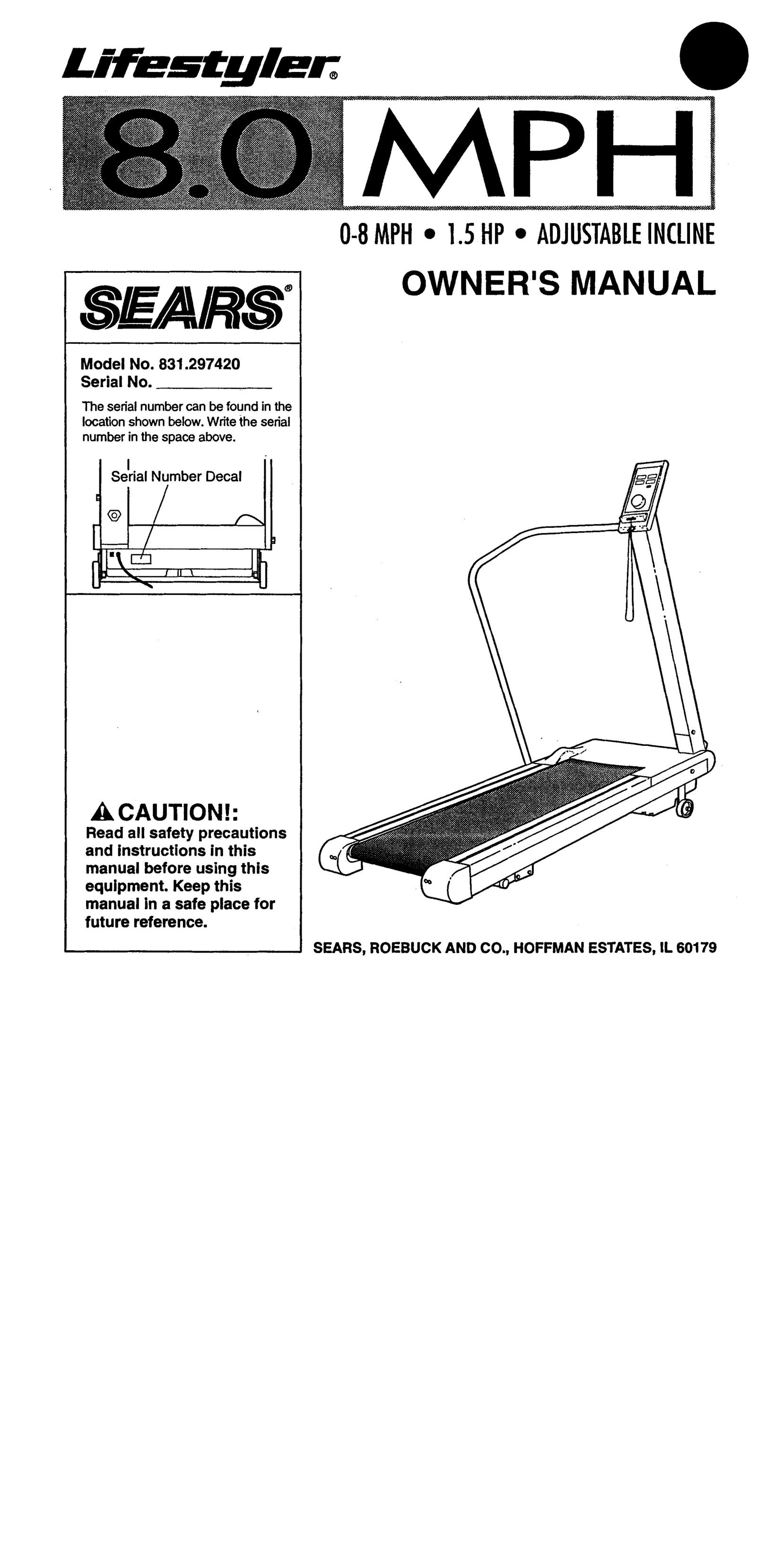 Lifestyles 831.29742 Treadmill User Manual