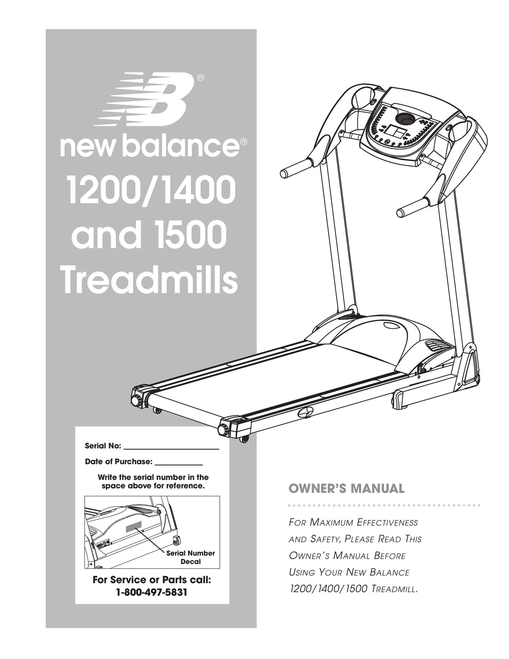 New Balance 1200, 1400, 1500 Treadmill User Manual