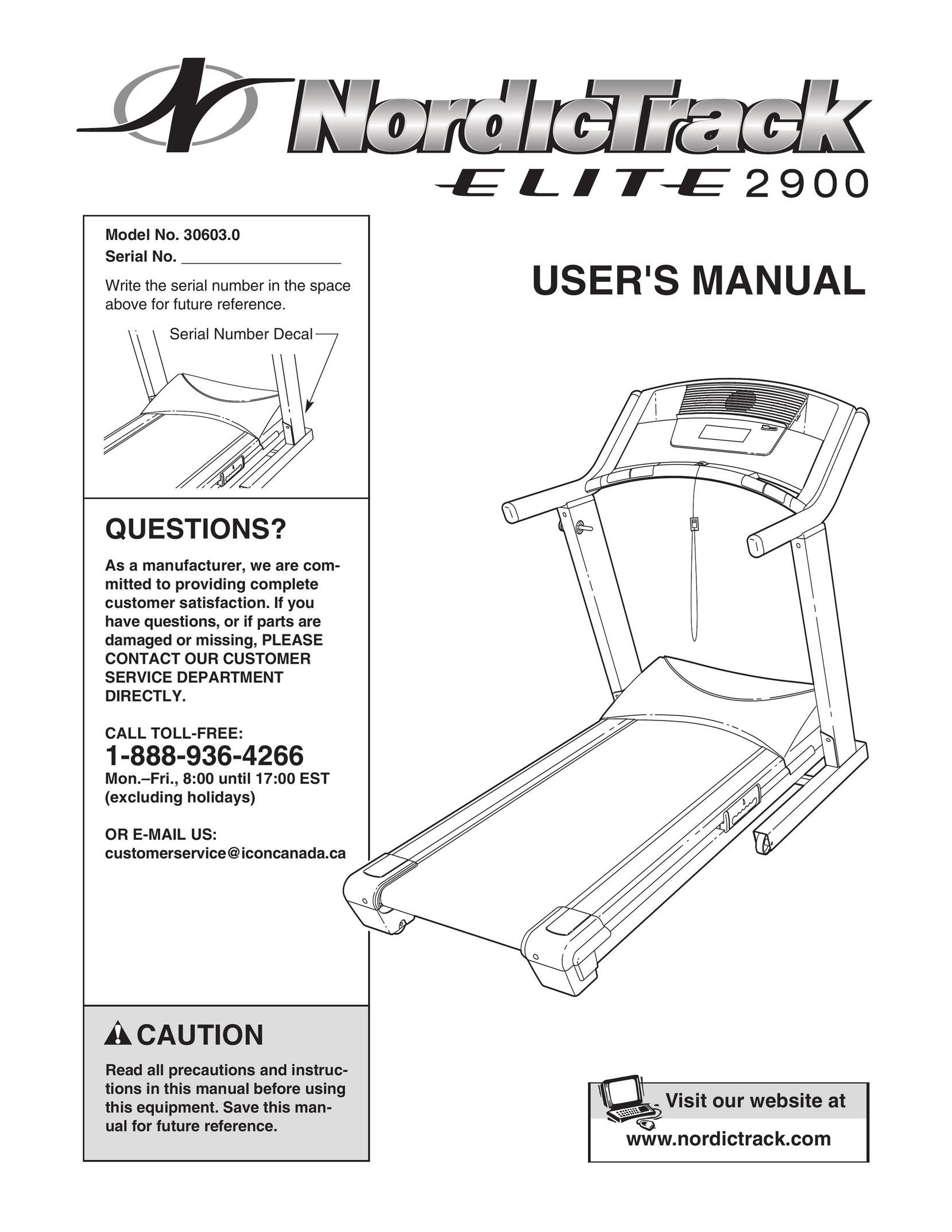NordicTrack 0603.0 Treadmill User Manual