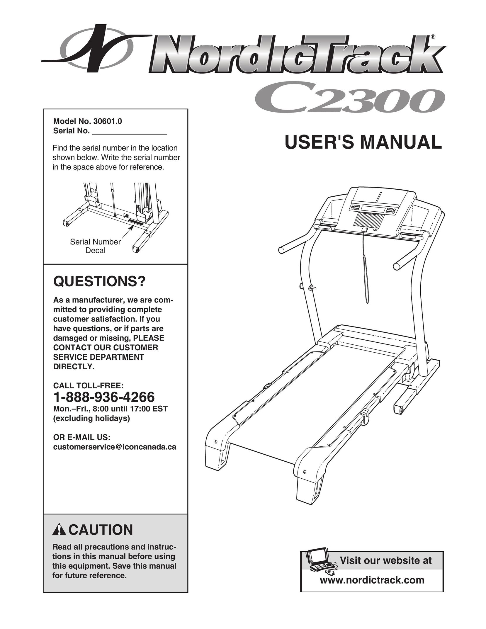 NordicTrack 30601.0 Treadmill User Manual