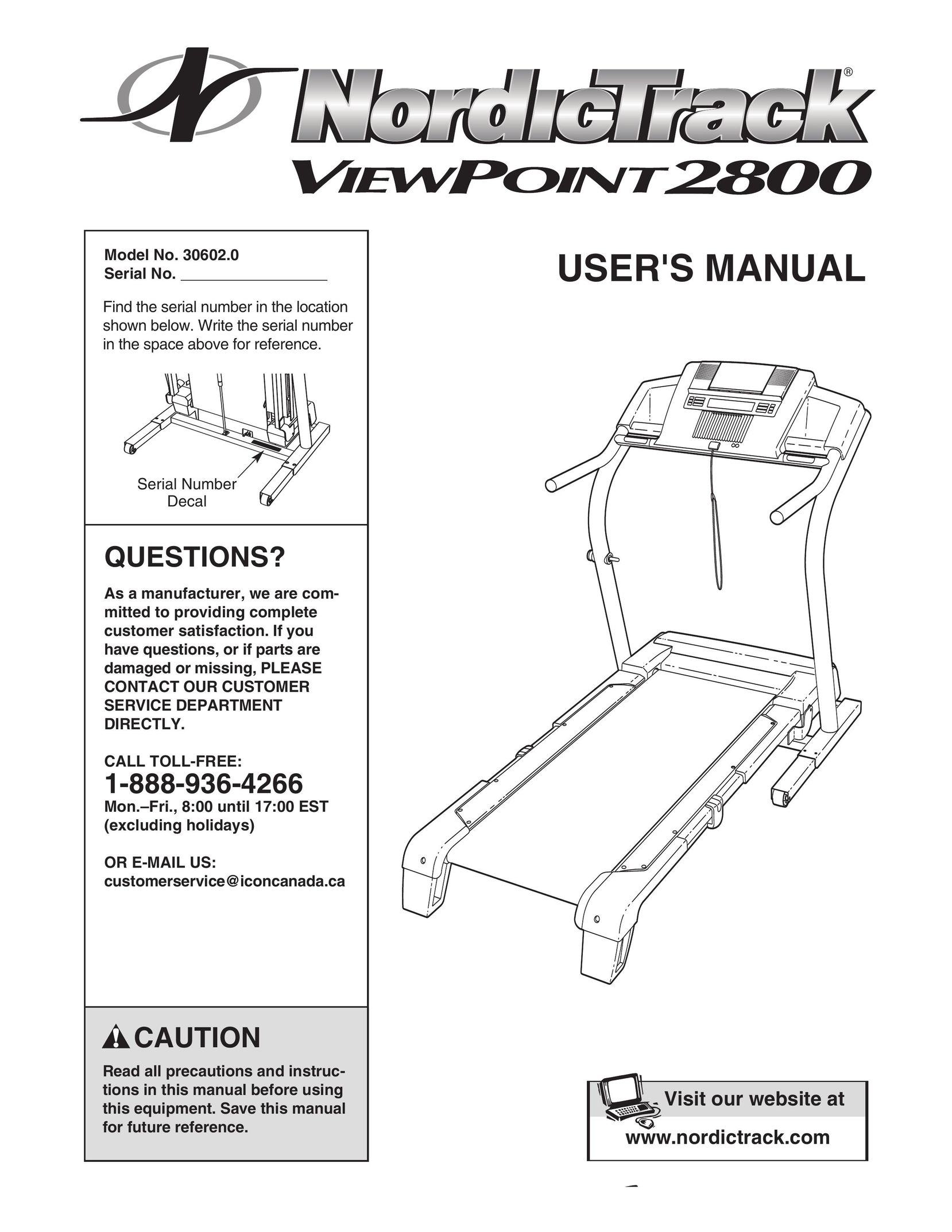 NordicTrack 30602.0 Treadmill User Manual