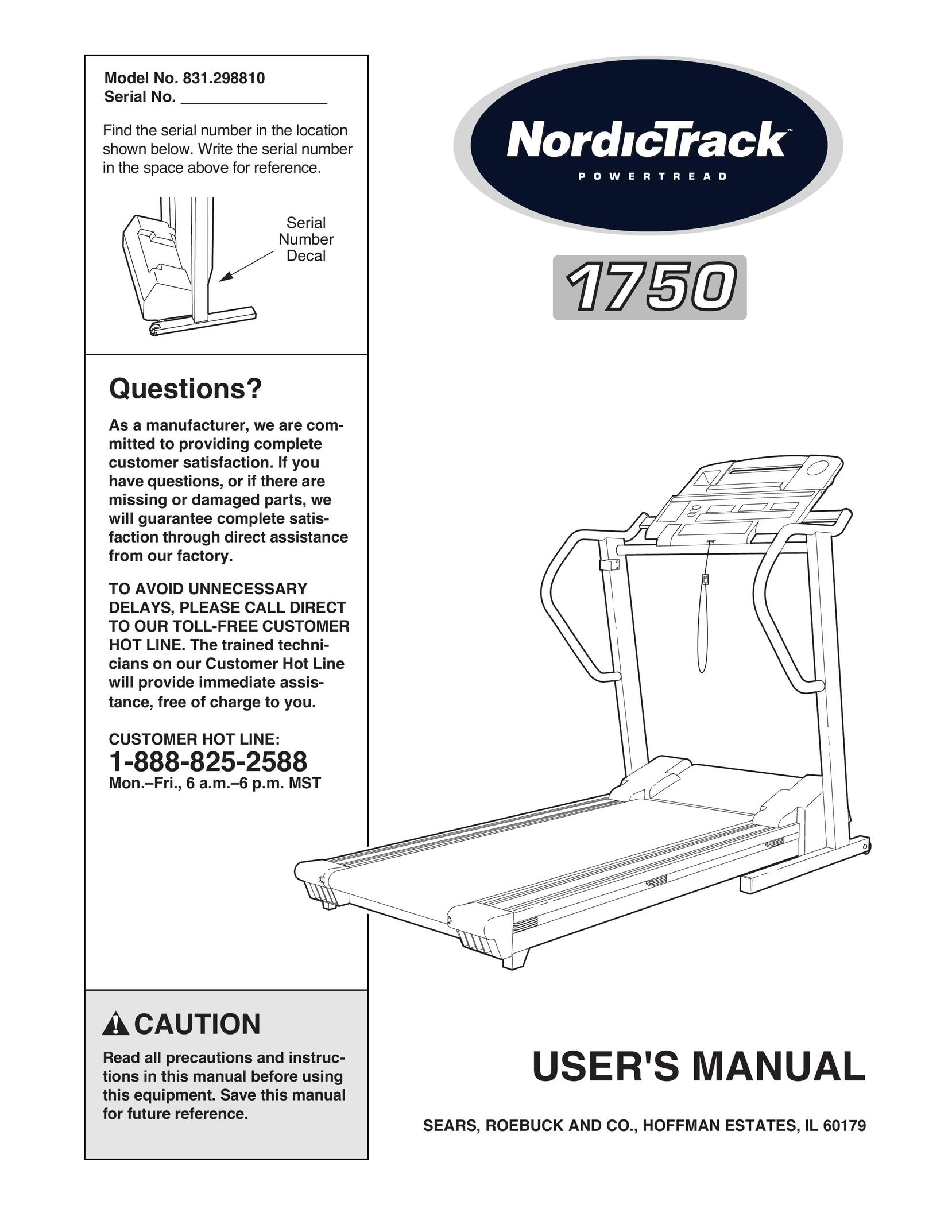 NordicTrack 831.298810 Treadmill User Manual