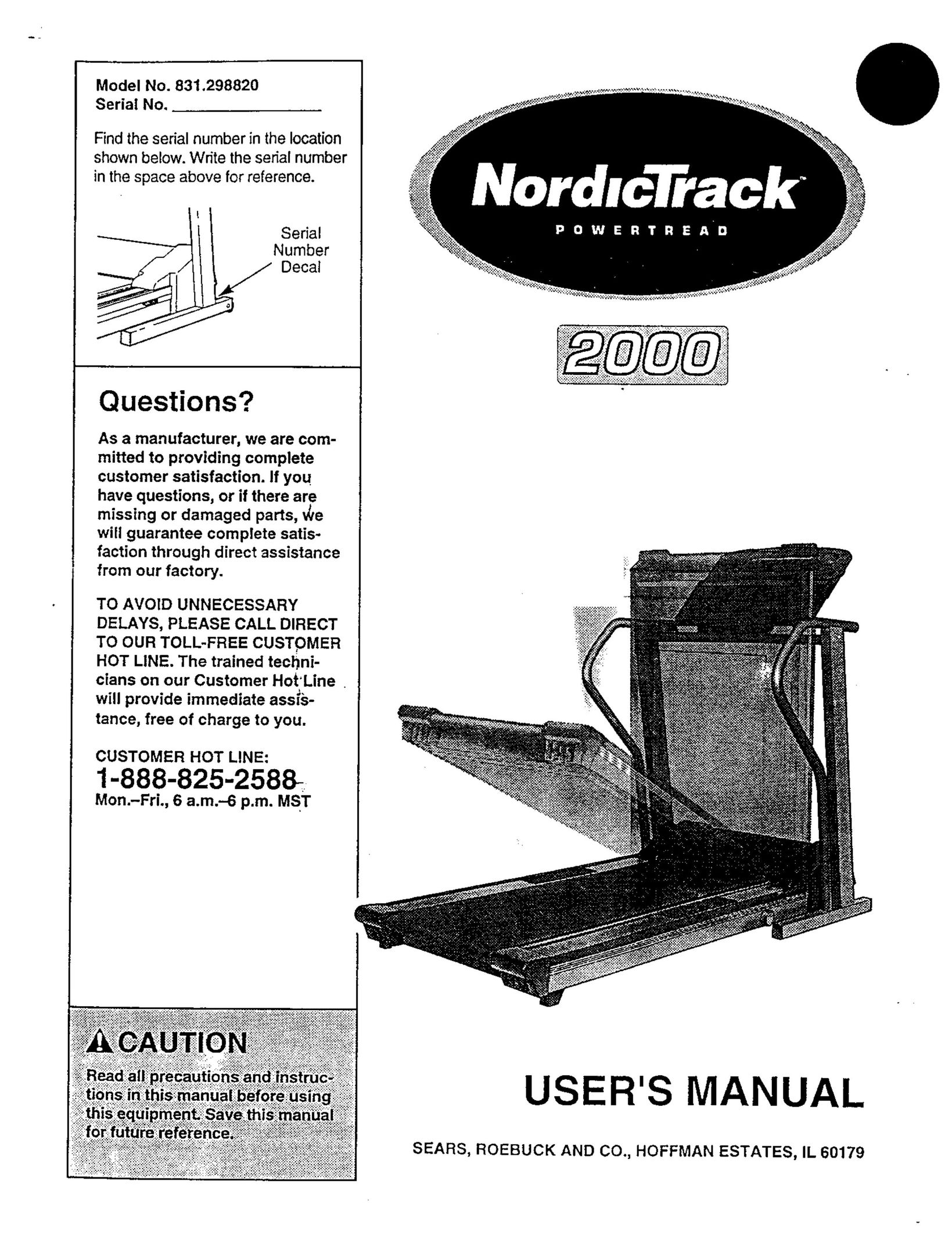 NordicTrack 831.29882 Treadmill User Manual