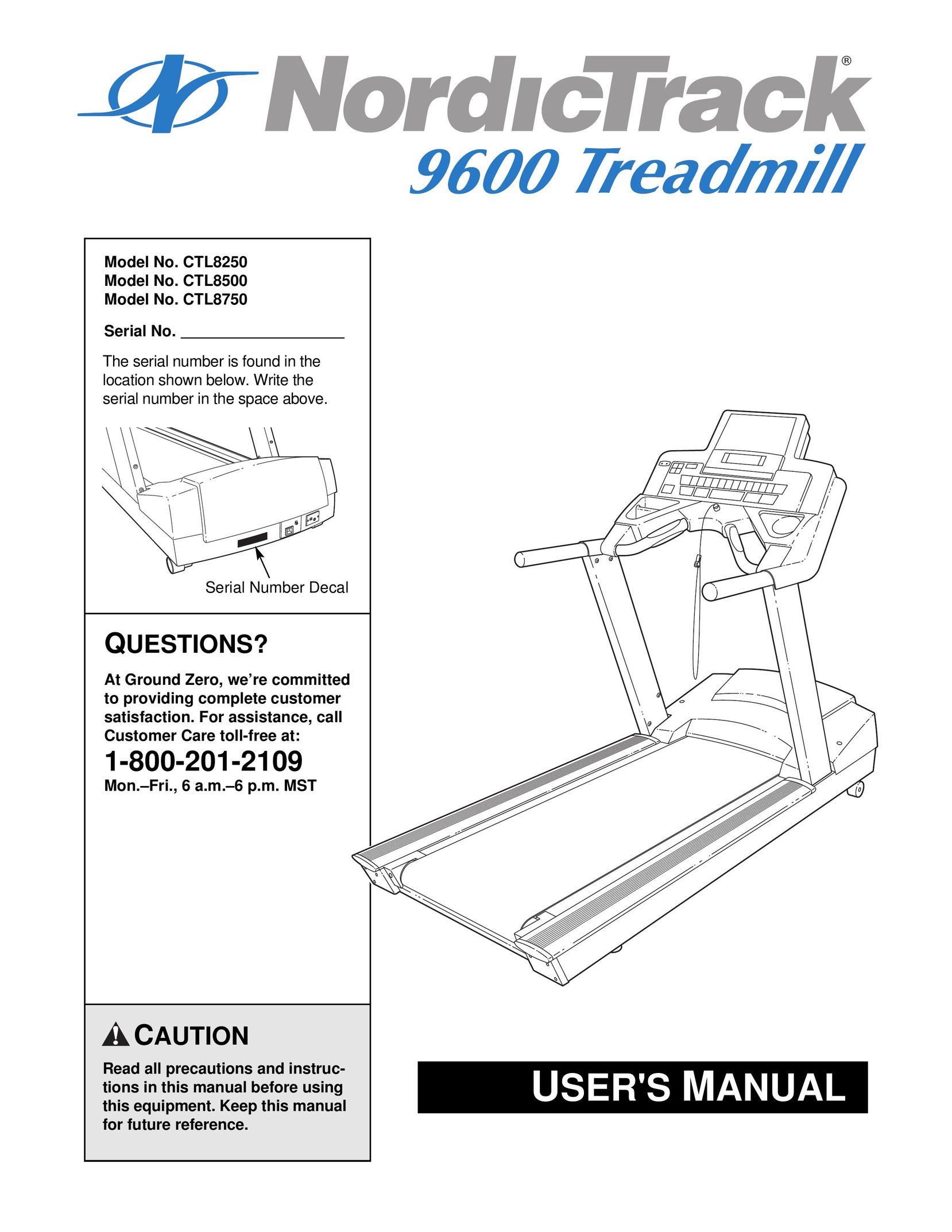 NordicTrack CTL8500 Treadmill User Manual