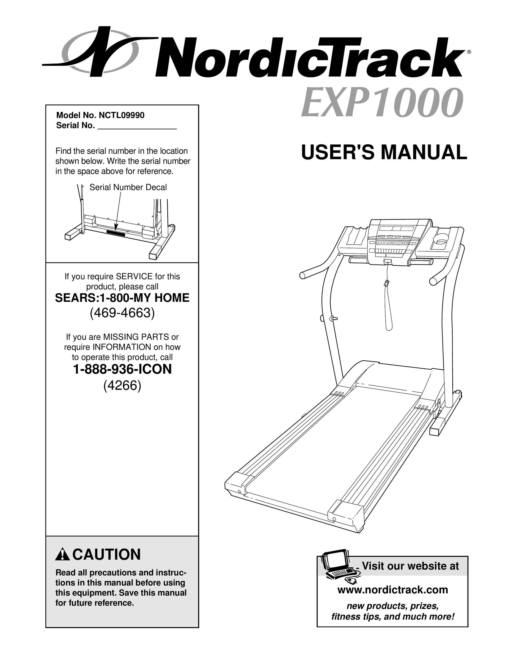 NordicTrack NCTL09990 Treadmill User Manual