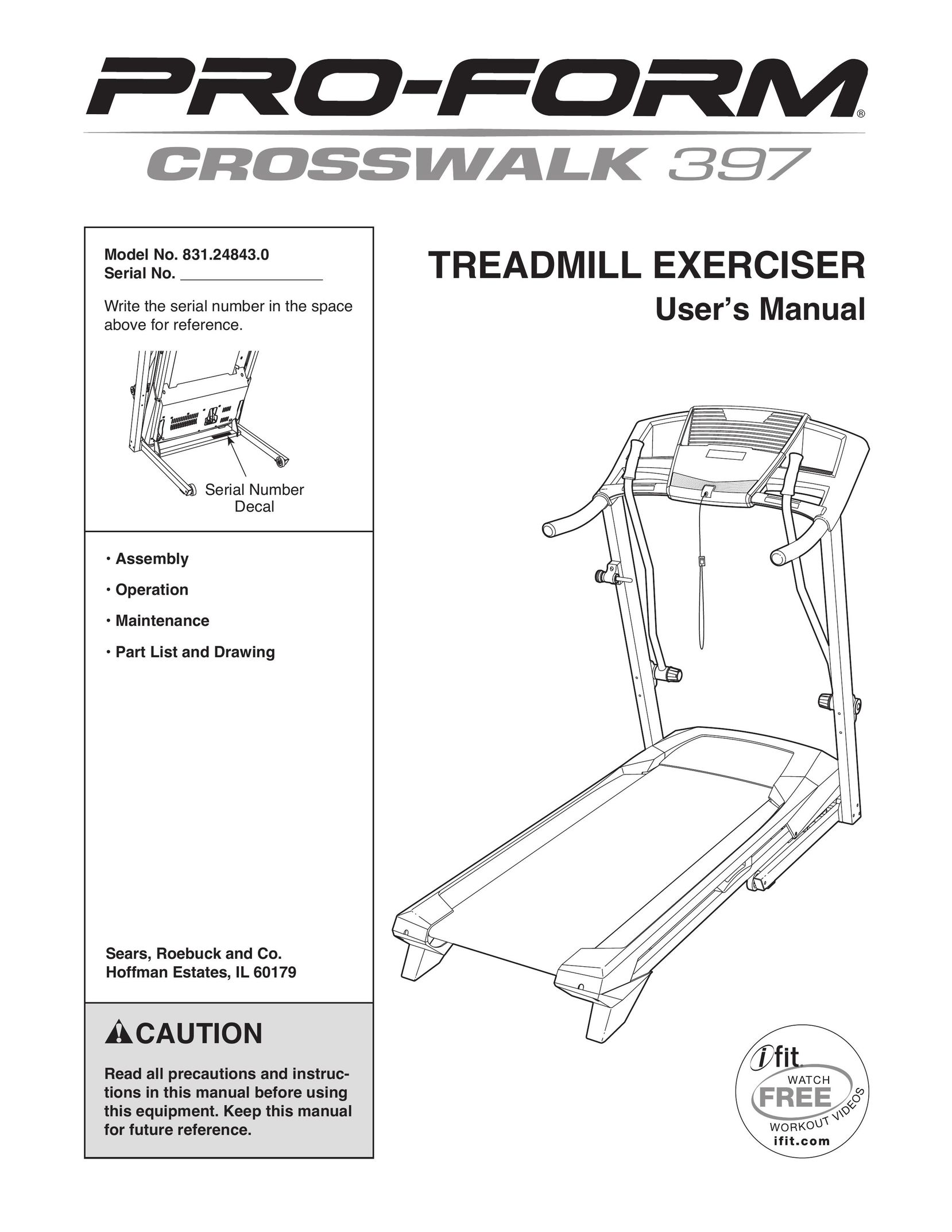 ProForm 397 Treadmill User Manual