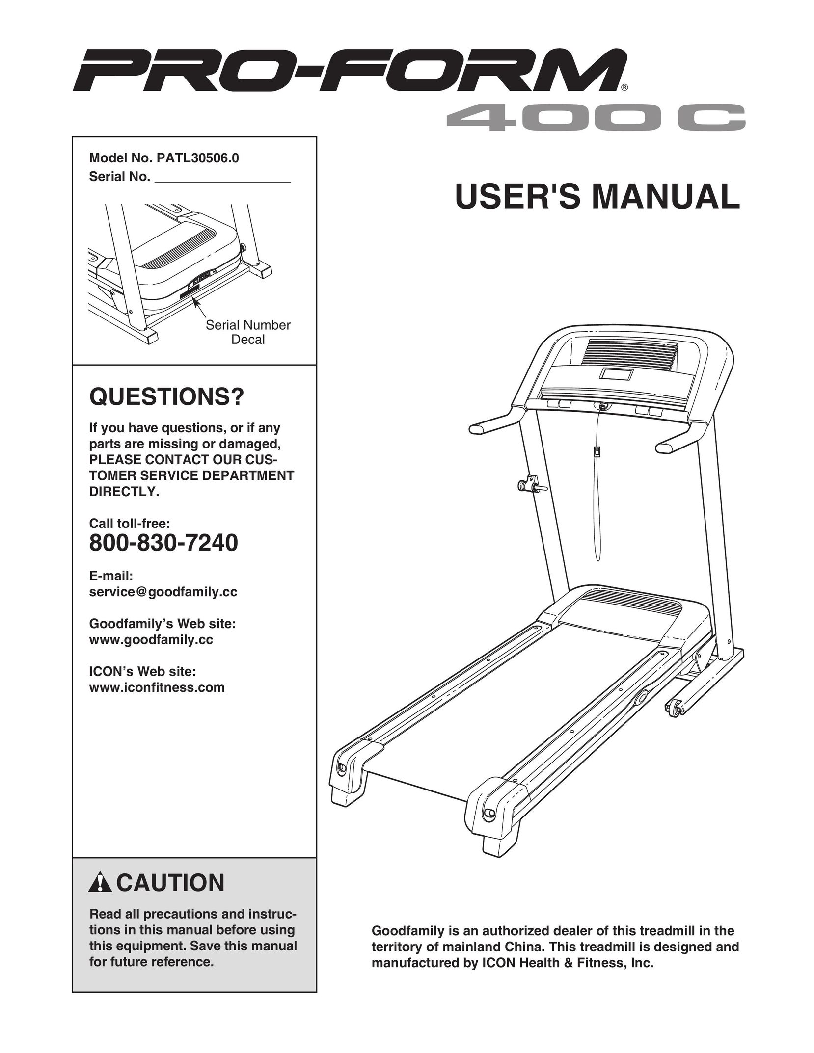 ProForm 400C Treadmill User Manual
