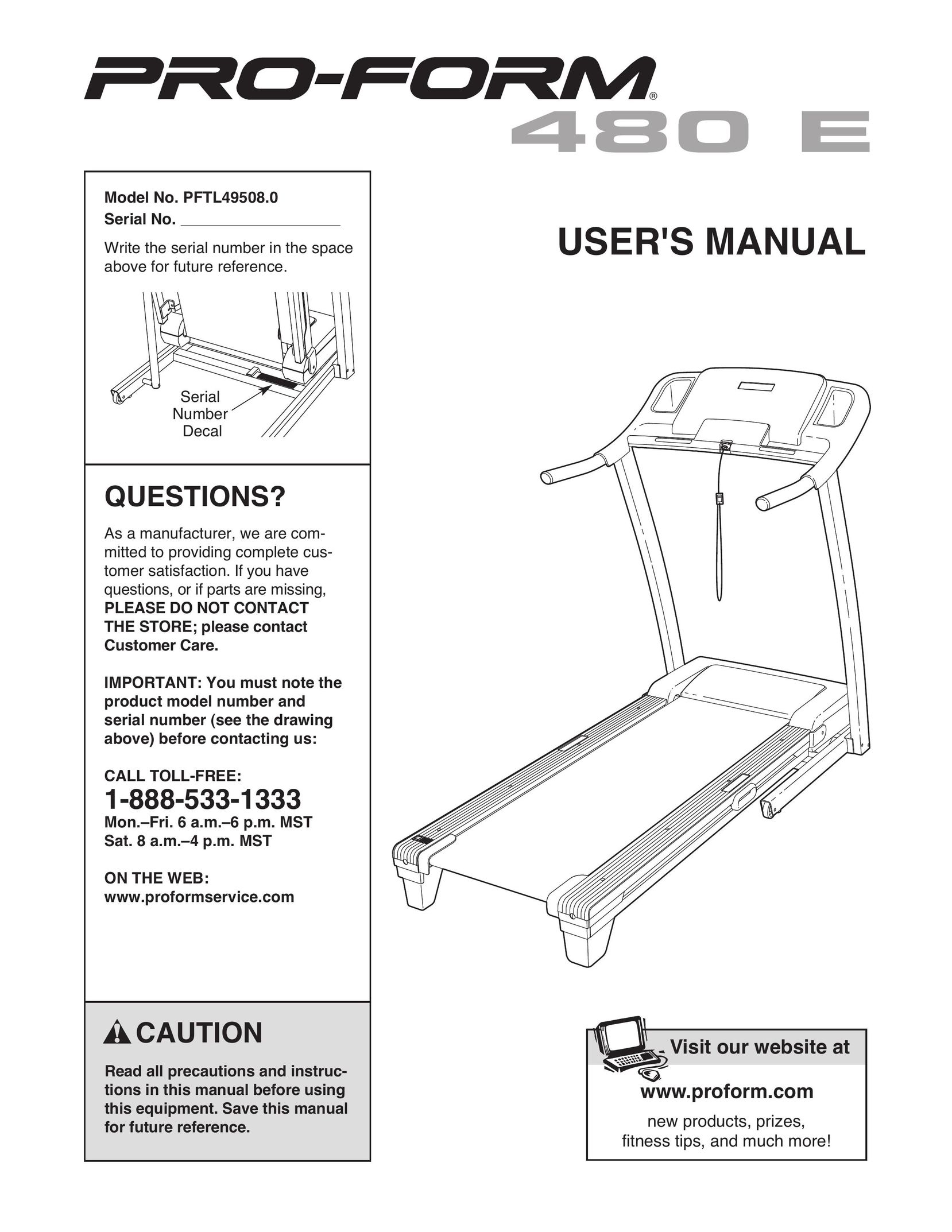 ProForm 480E Treadmill User Manual