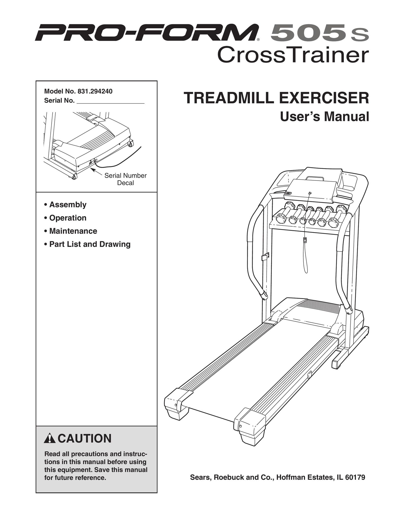 ProForm 505s Treadmill User Manual