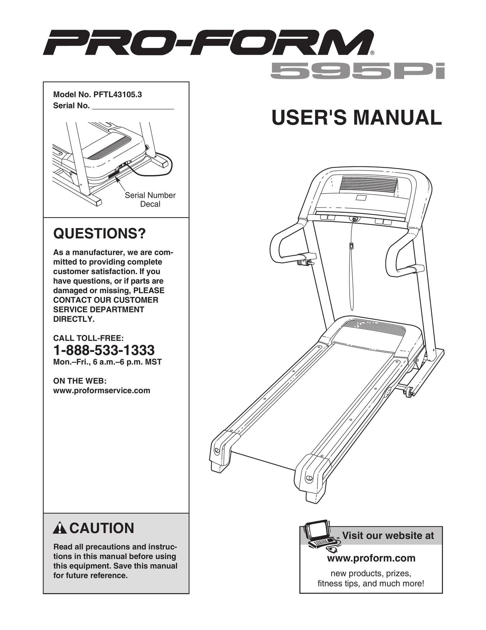 ProForm 595Pi Treadmill User Manual