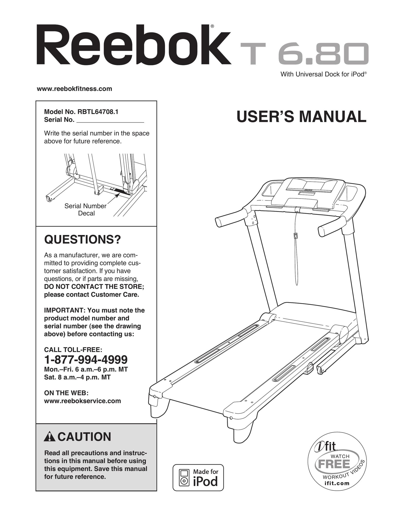 Reebok RBTL64708.1 Treadmill User Manual