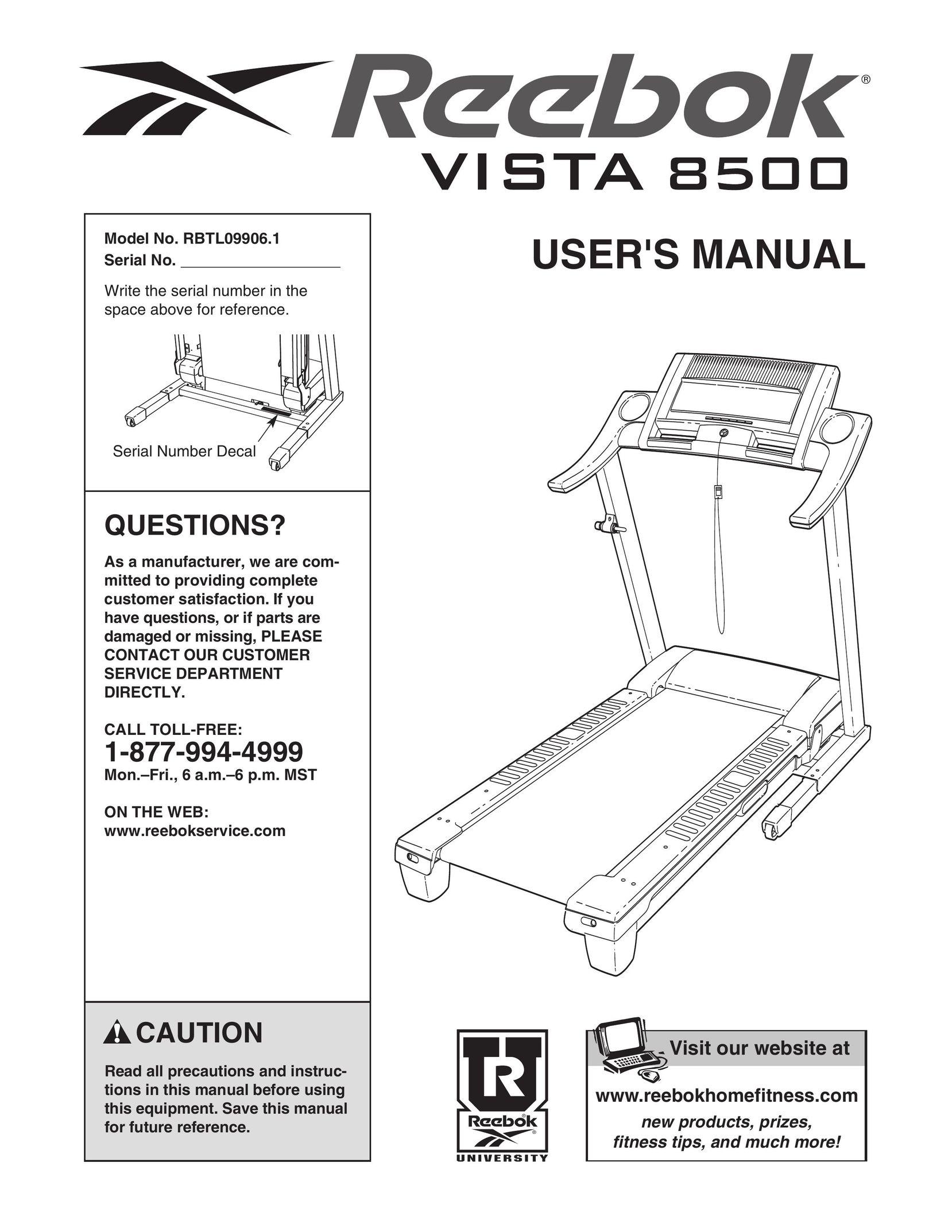 Reebok Fitness RBTL09906.1 Treadmill User Manual