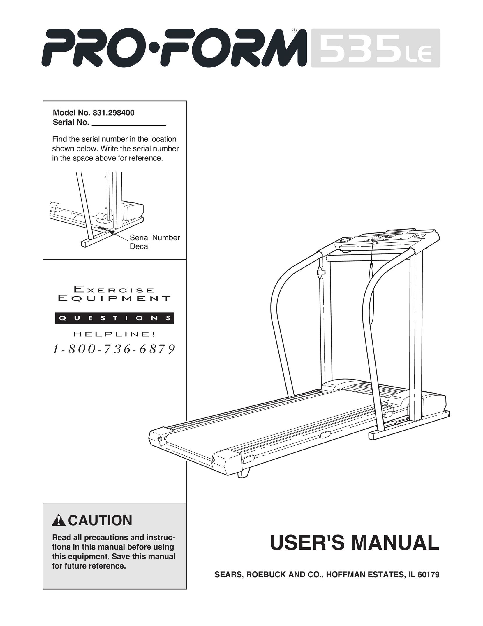 Sears 535LE Treadmill User Manual