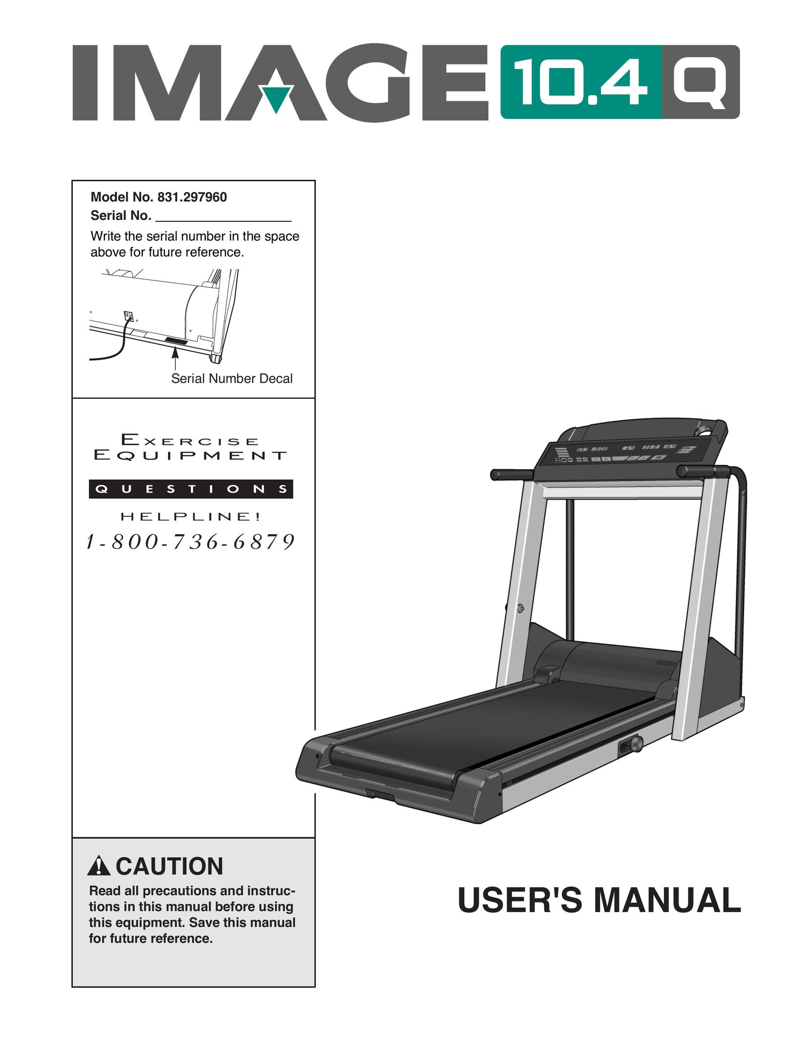Sears 831.297960 Treadmill User Manual