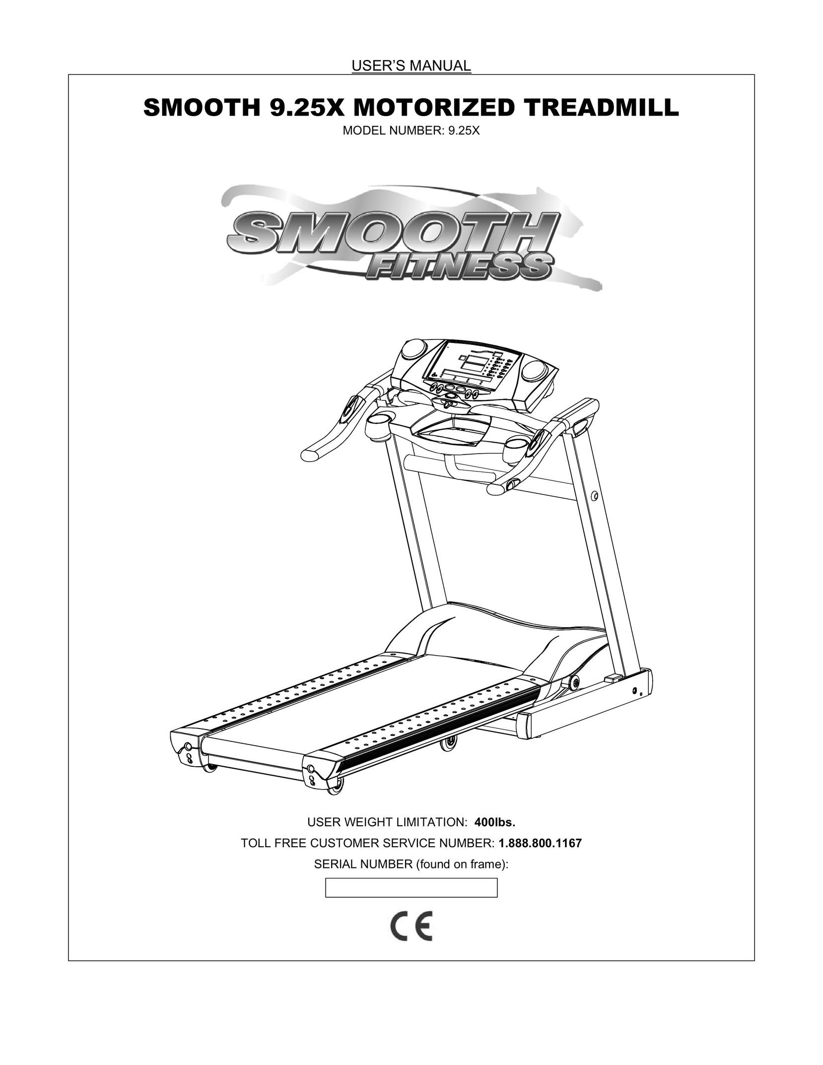 Smooth Fitness 9.25X Treadmill User Manual
