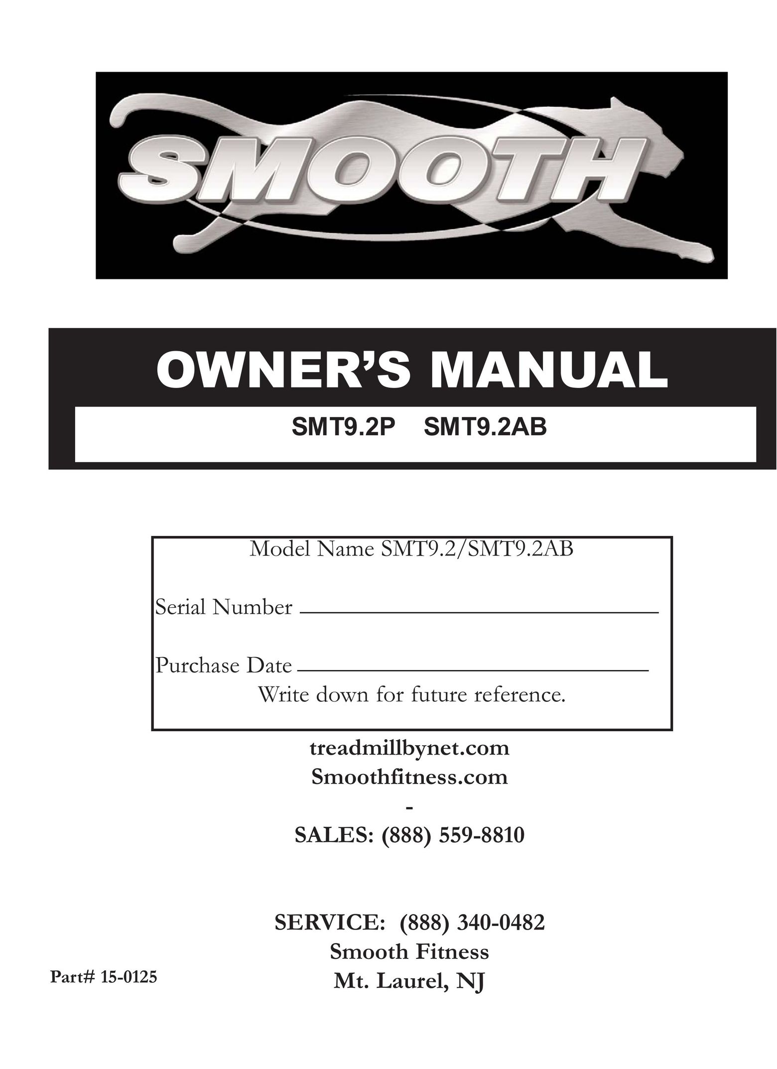 Smooth Fitness SMT9.2AB Treadmill User Manual