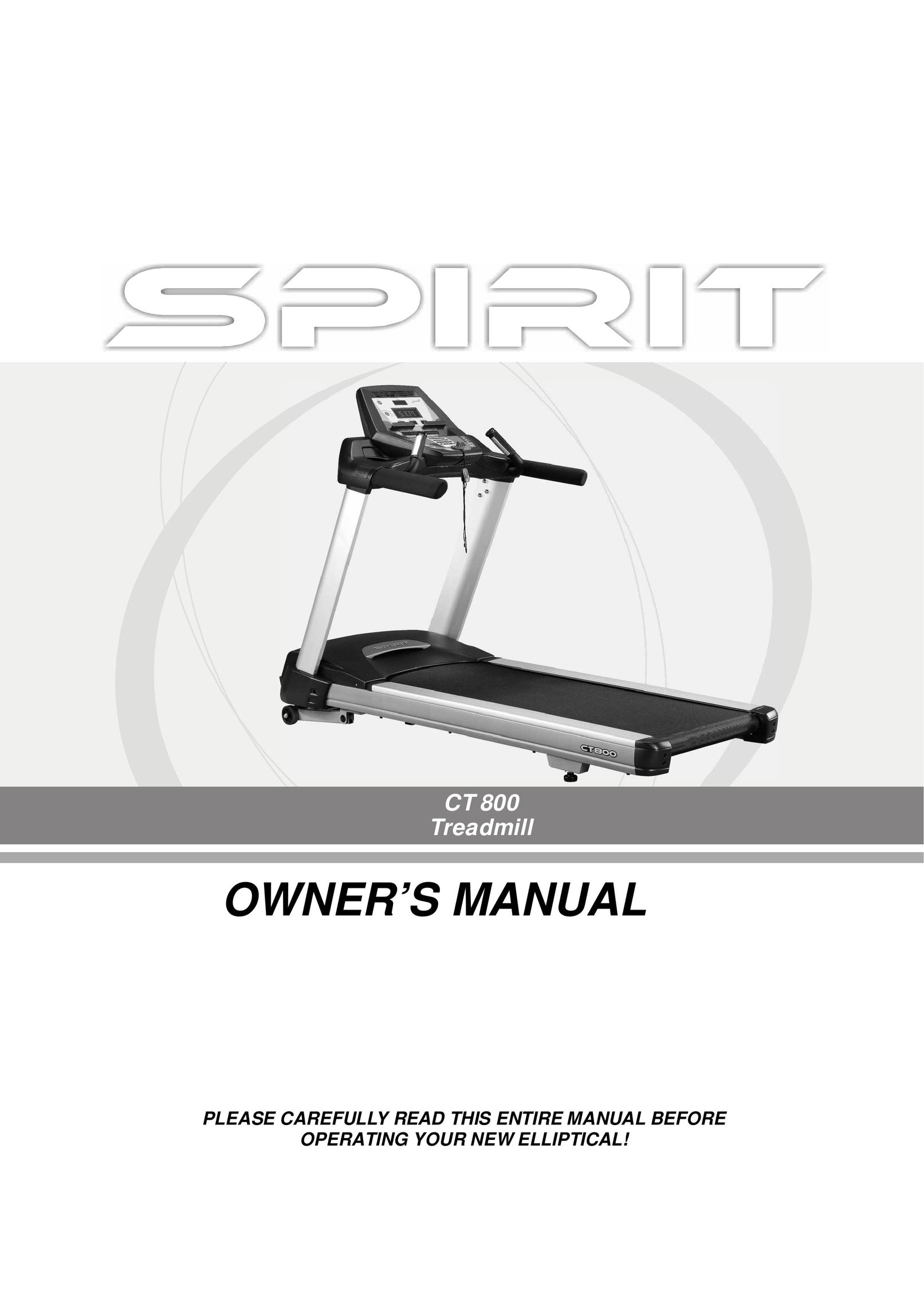 Spirit CT 800 Treadmill User Manual