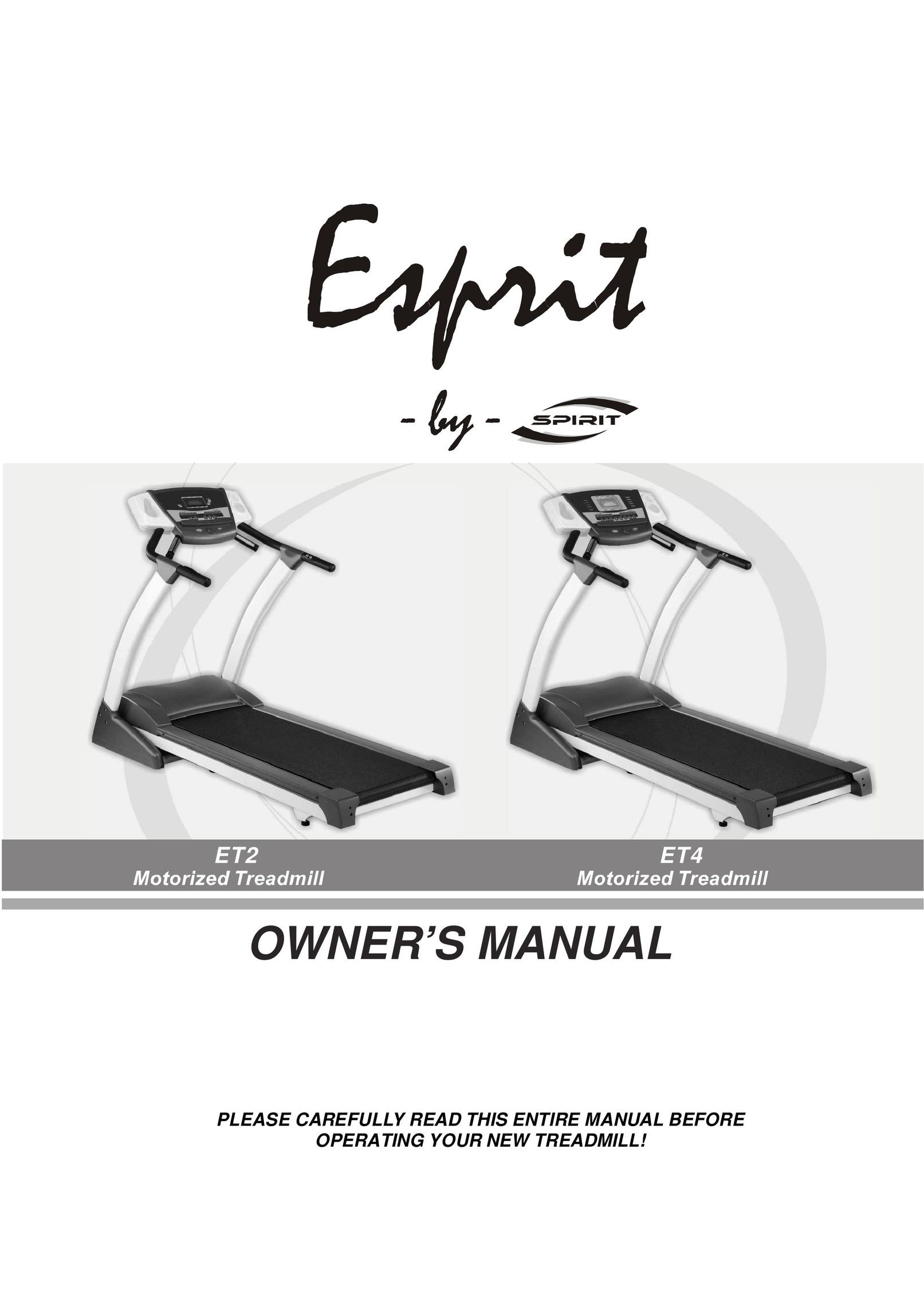 Spirit ET2 Treadmill User Manual