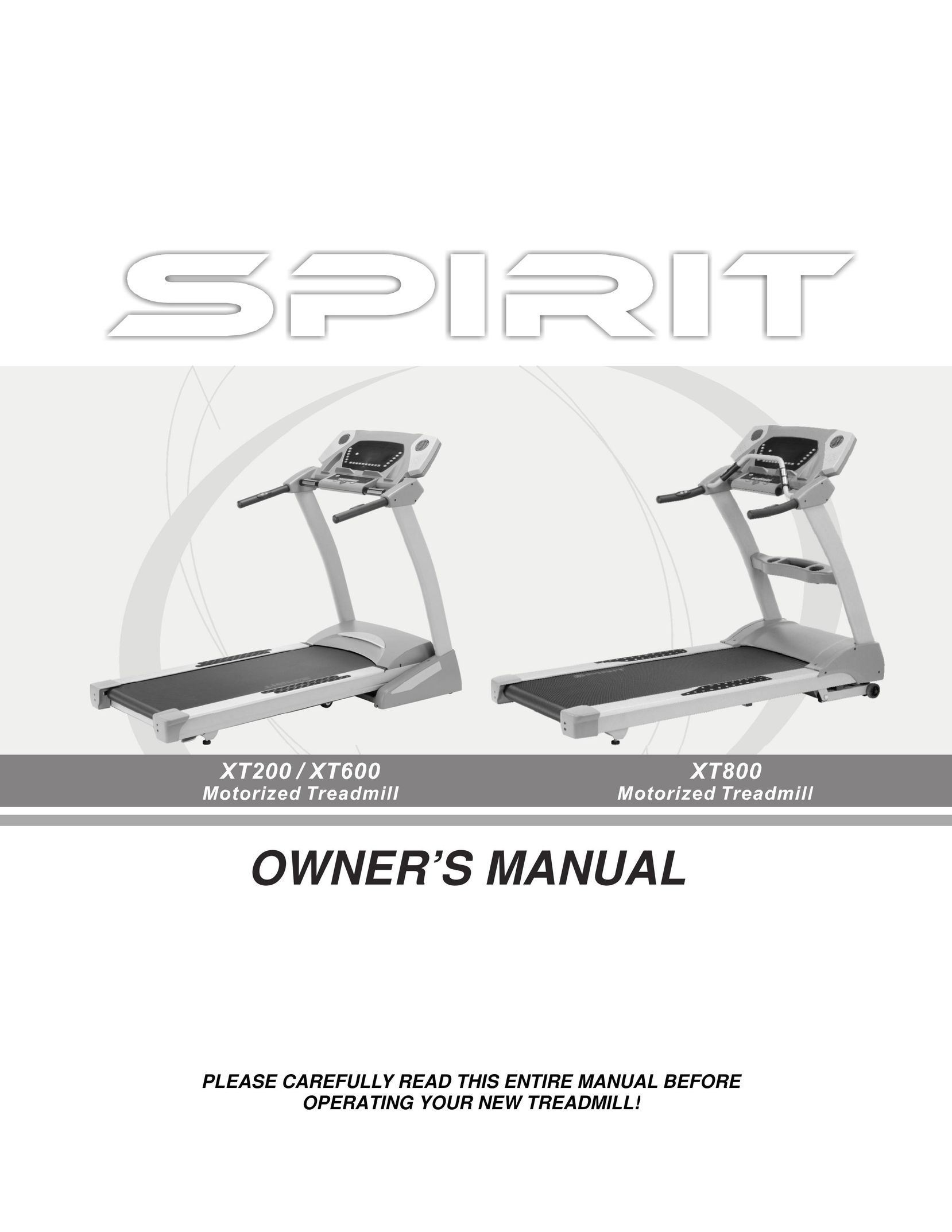 Spirit XT 600 Treadmill User Manual