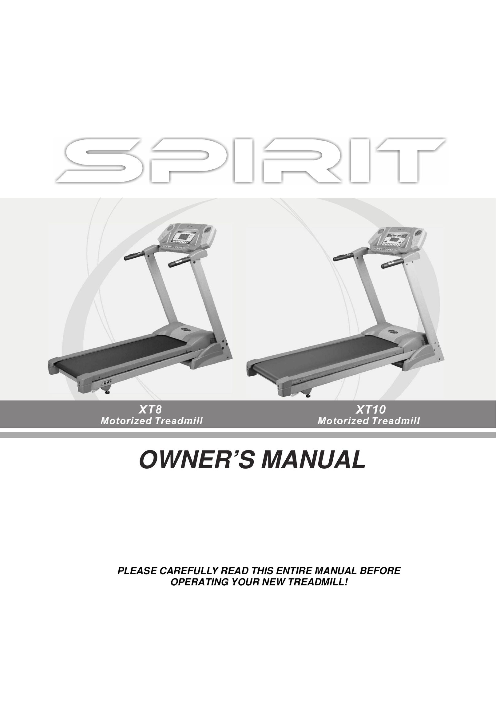 Spirit XT101 Treadmill User Manual