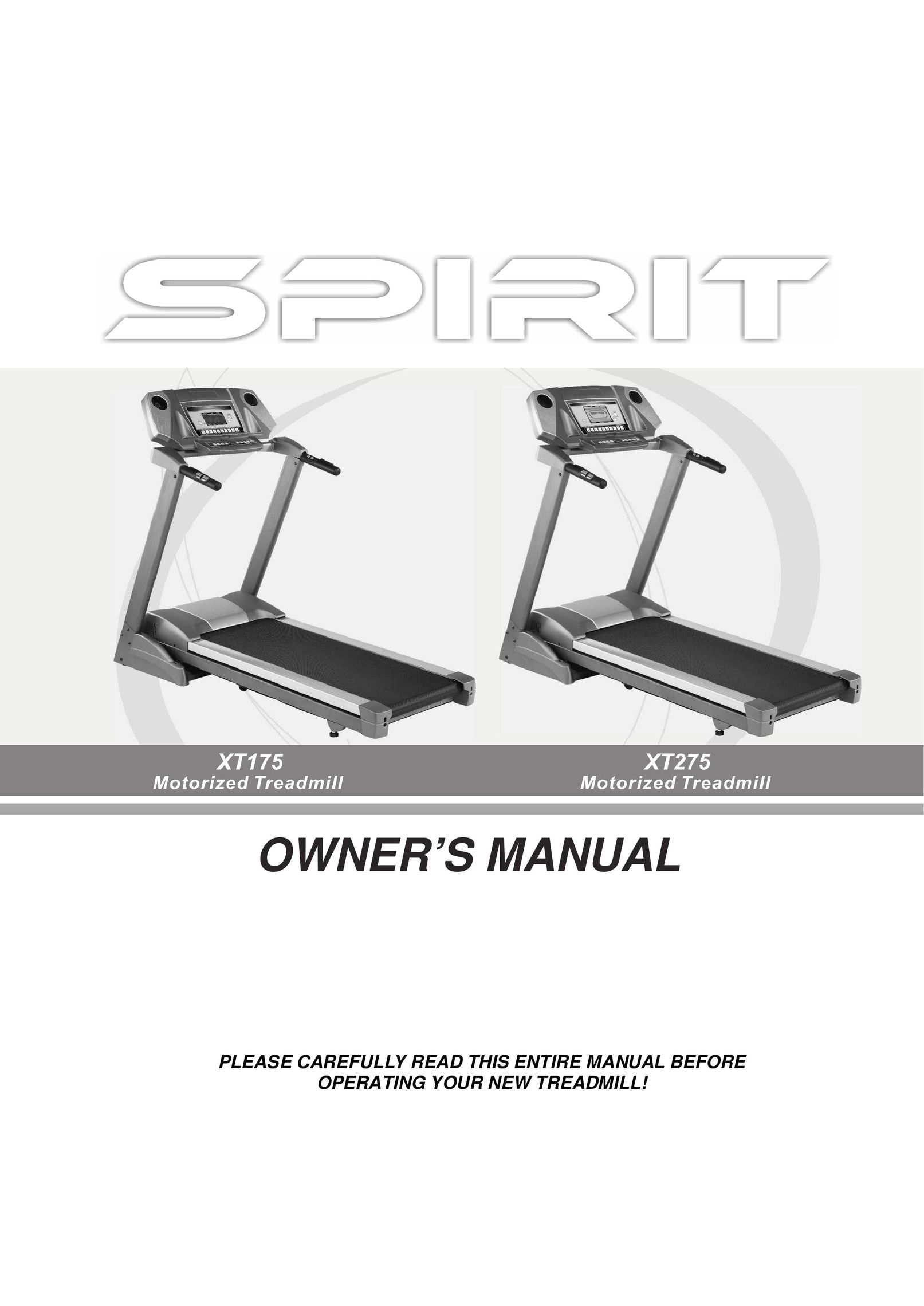 Spirit XT175 Treadmill User Manual