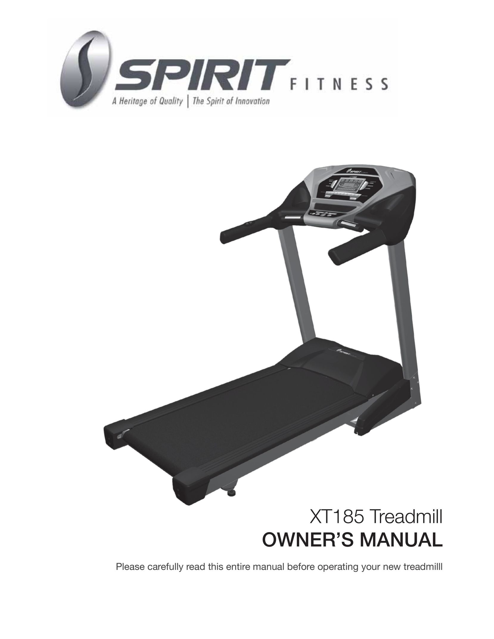 Spirit XT185 Treadmill User Manual