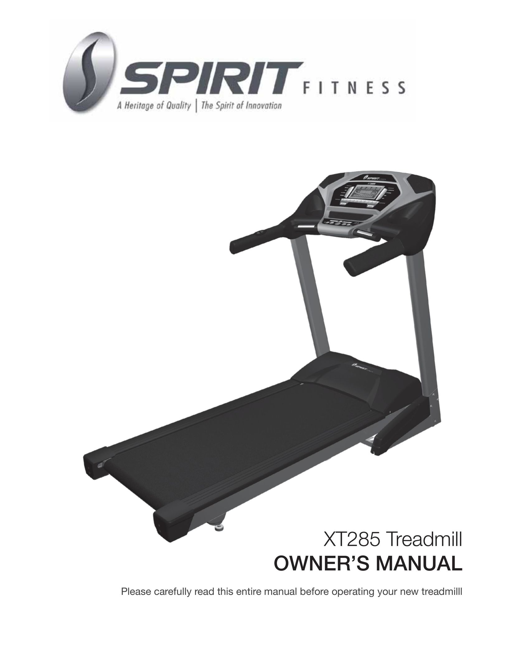 Spirit XT285 Treadmill User Manual