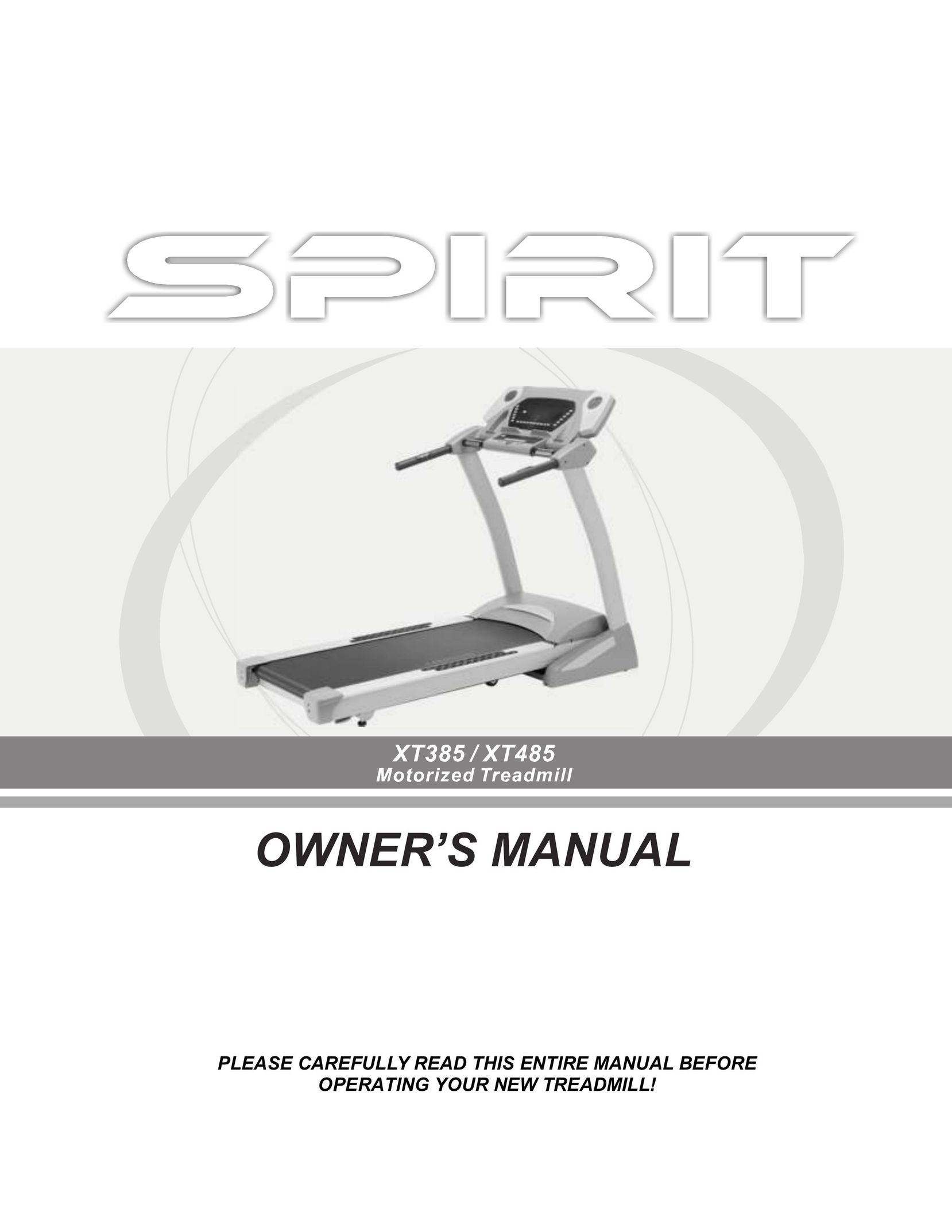 Spirit XT385 Treadmill User Manual