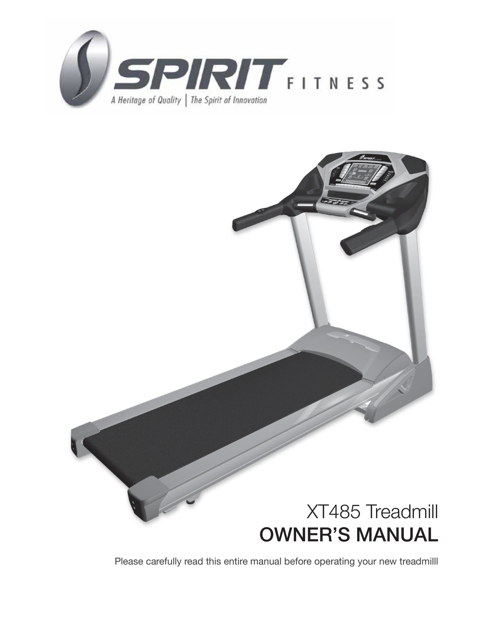 Spirit XT485 Treadmill User Manual