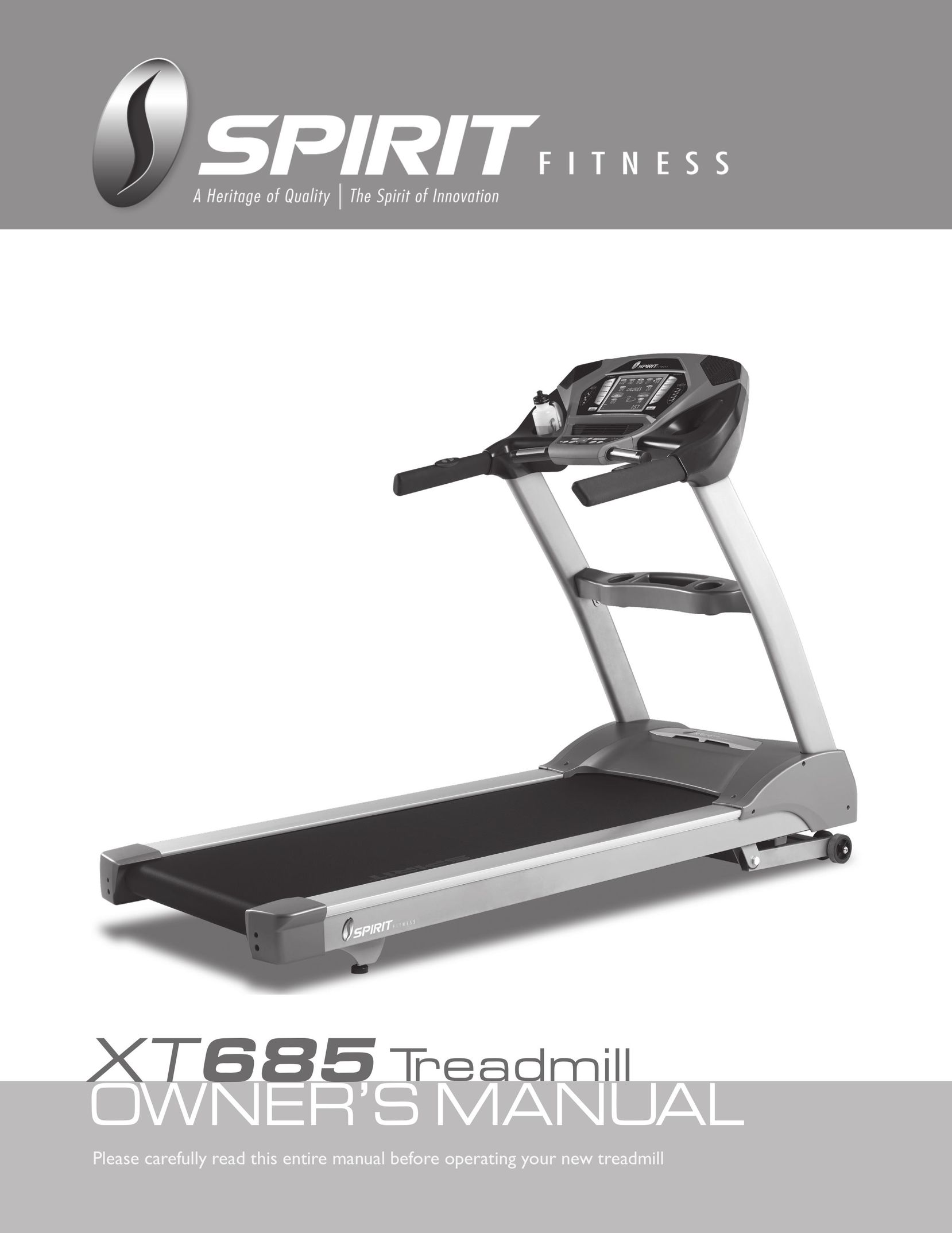 Spirit XT685 Treadmill User Manual