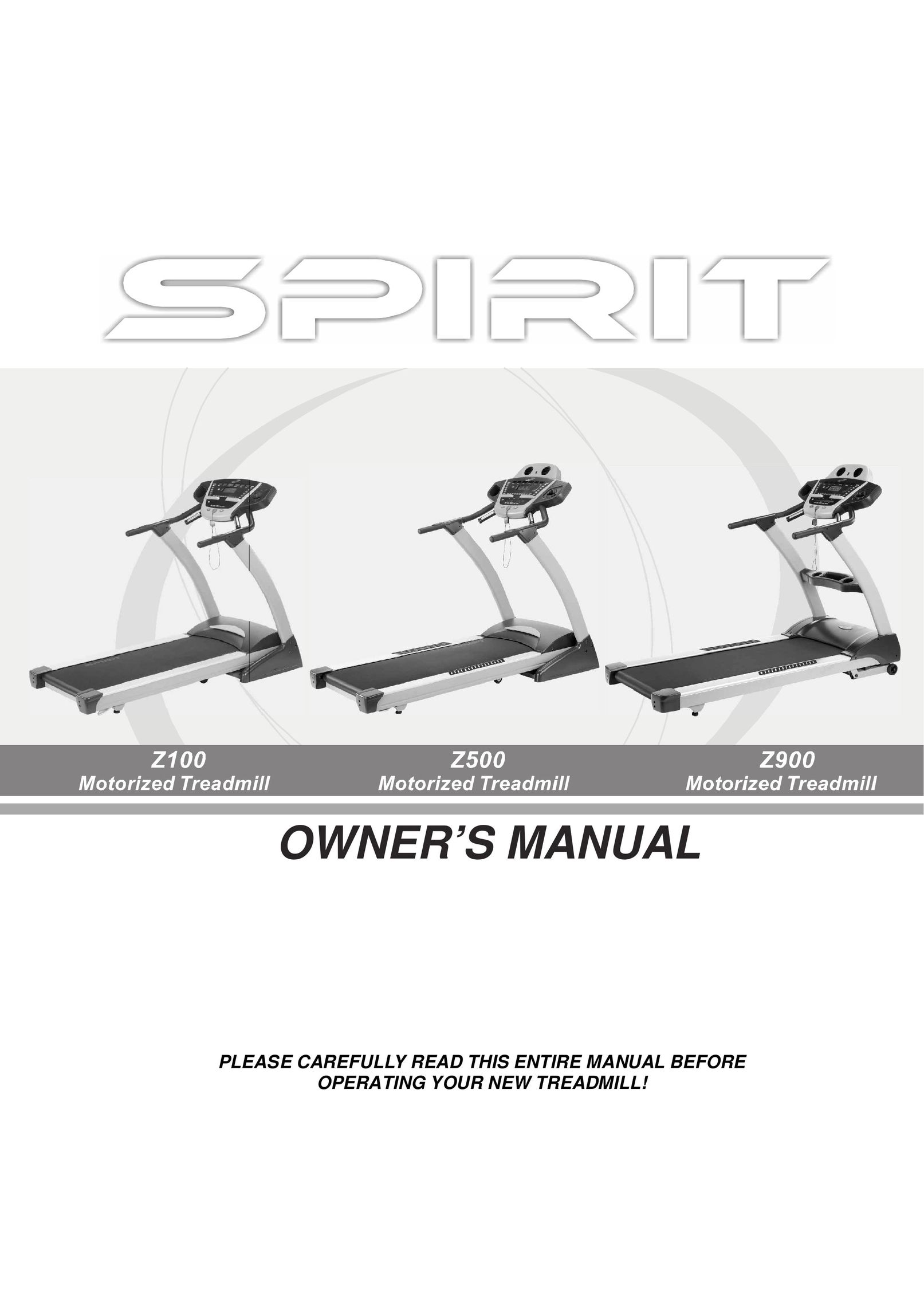 Spirit Z900 Treadmill User Manual