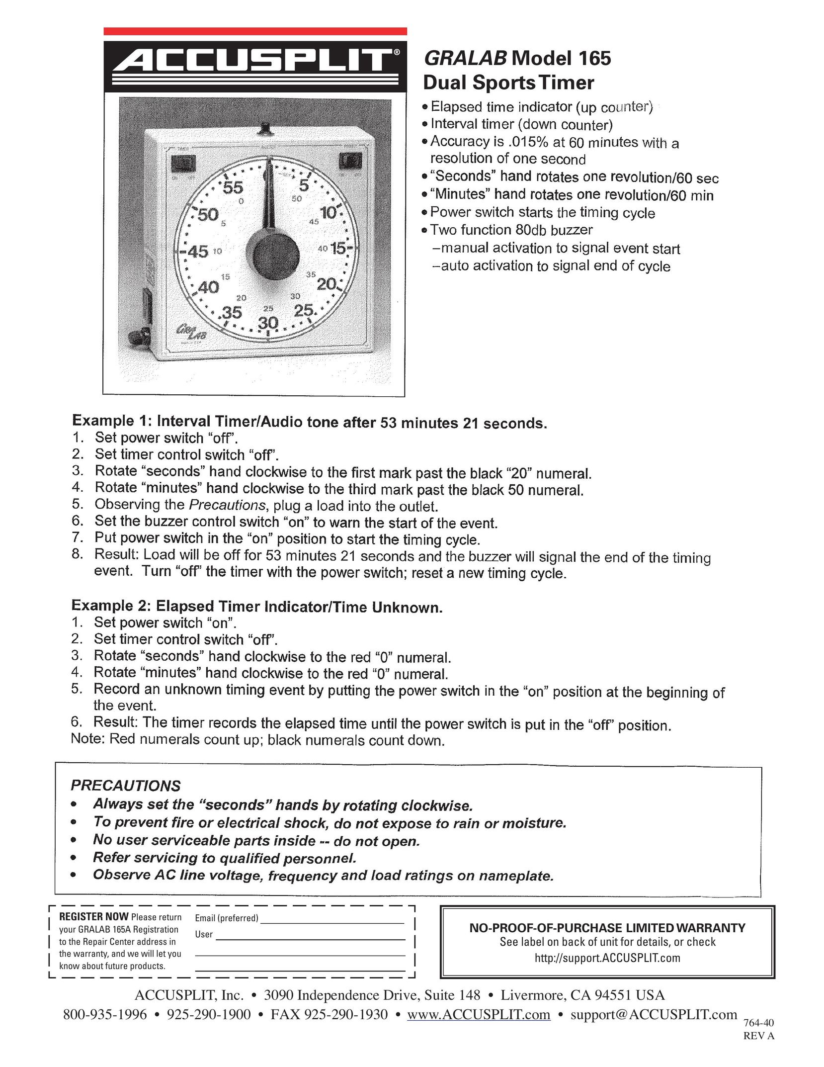 Accusplit 165A Watch User Manual