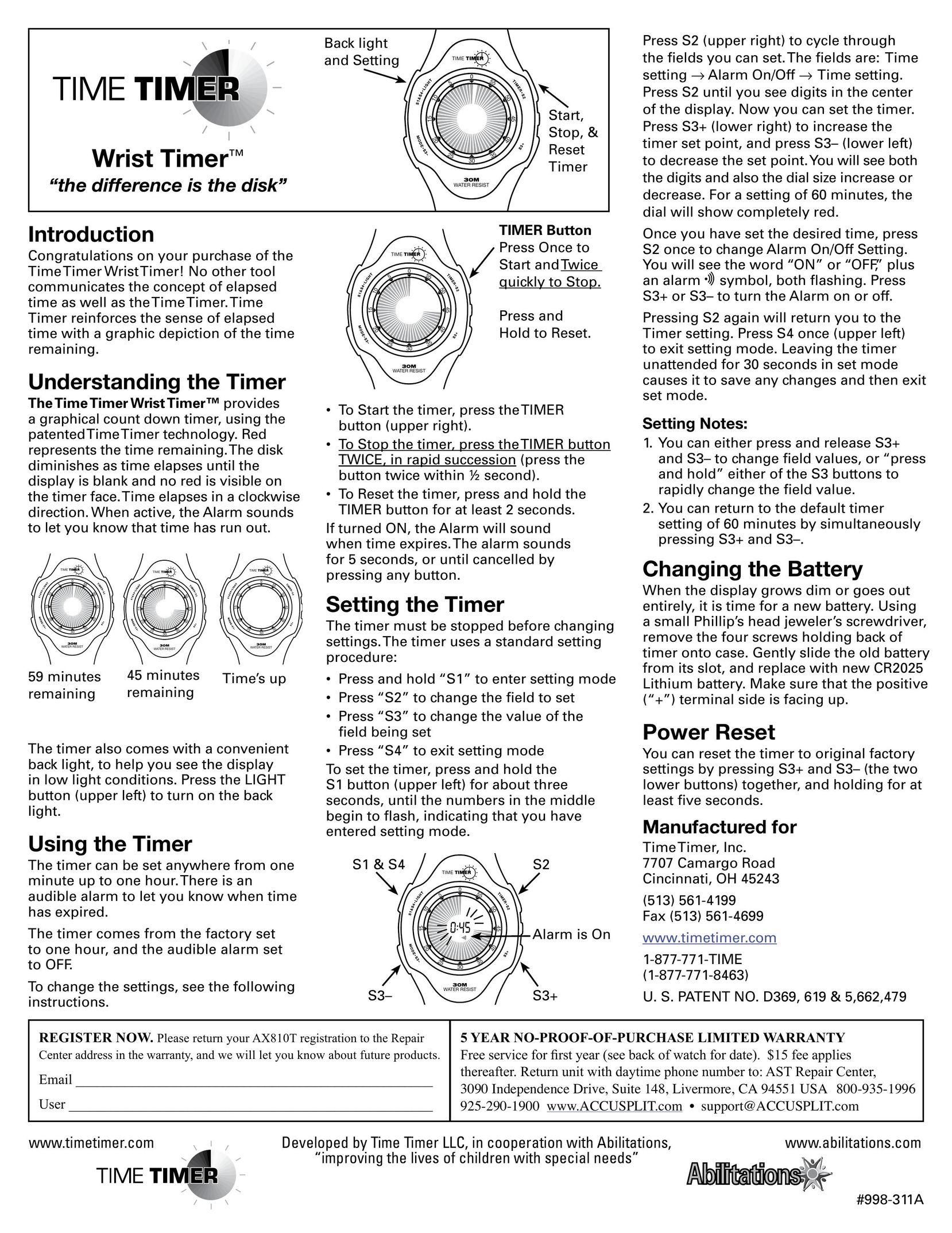 Accusplit AX810TY Watch User Manual